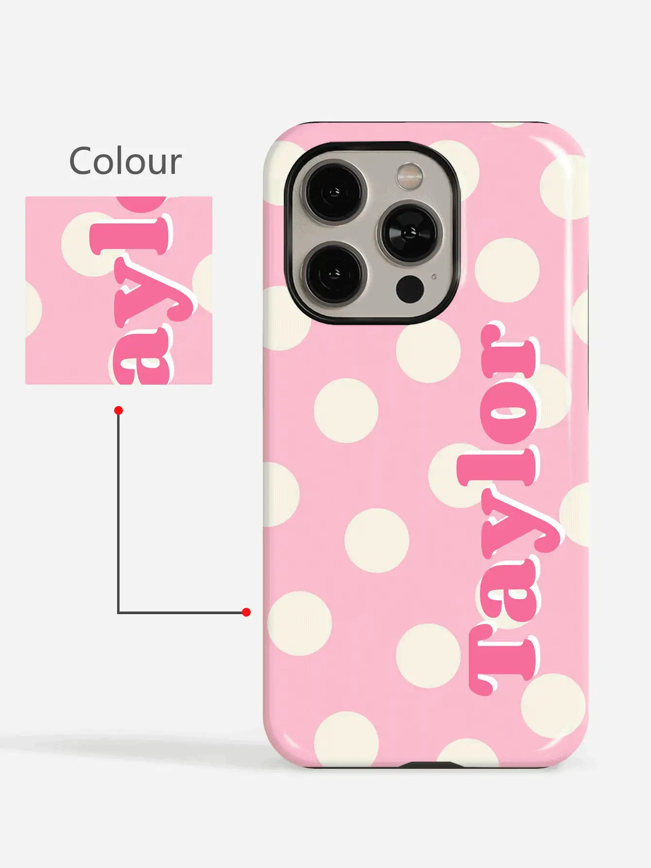 1pc Customized Minimalist Polka Dot Name & Letter 2-In-1 Glossy Filmic Hard Phone Case Cover Compatible With IPhone 11/12/13/14/15/16 17 Pro Max - Multicolor - View 2