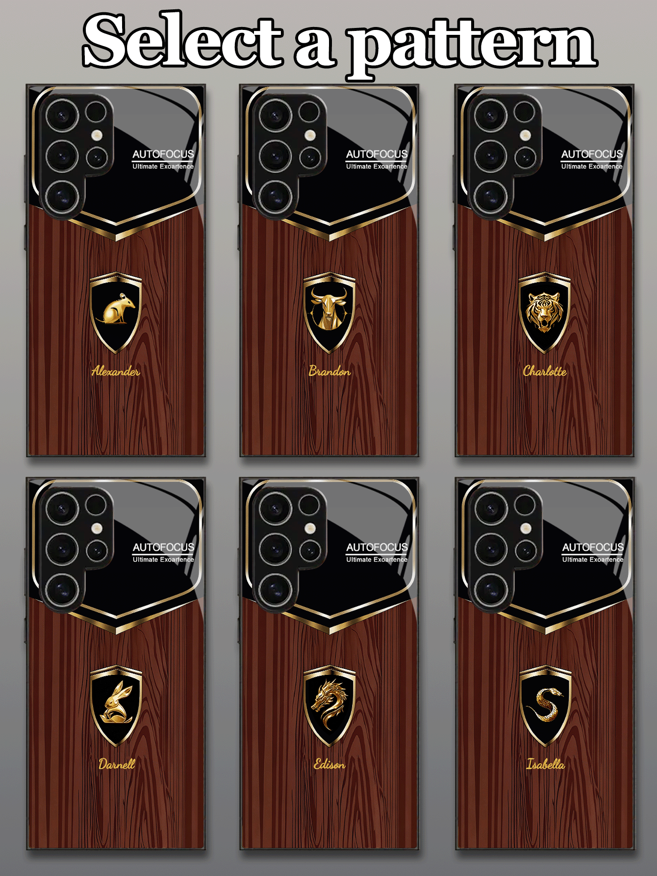 1pc Customizable Phone Case With Fashionable Business Metal 12 Zodiac Design, Black High-Definition Glass Material, Compatible With Samsung A70/A56/A31/A30S/A15/A24/Note10/S10Lite/S20FE/S21Ultra/S23/S24/S25Plus/S25Edge, Note14Pro/Note12Turbo/Note11EPro/Note9/Note914C, K70E/K60/K50Ultra/K40 Models, High-End Fashion Business Customization, Best Gift For Family, Colleagues, Boyfriend, International Version,  Not The Domestic Version - Black - View 2