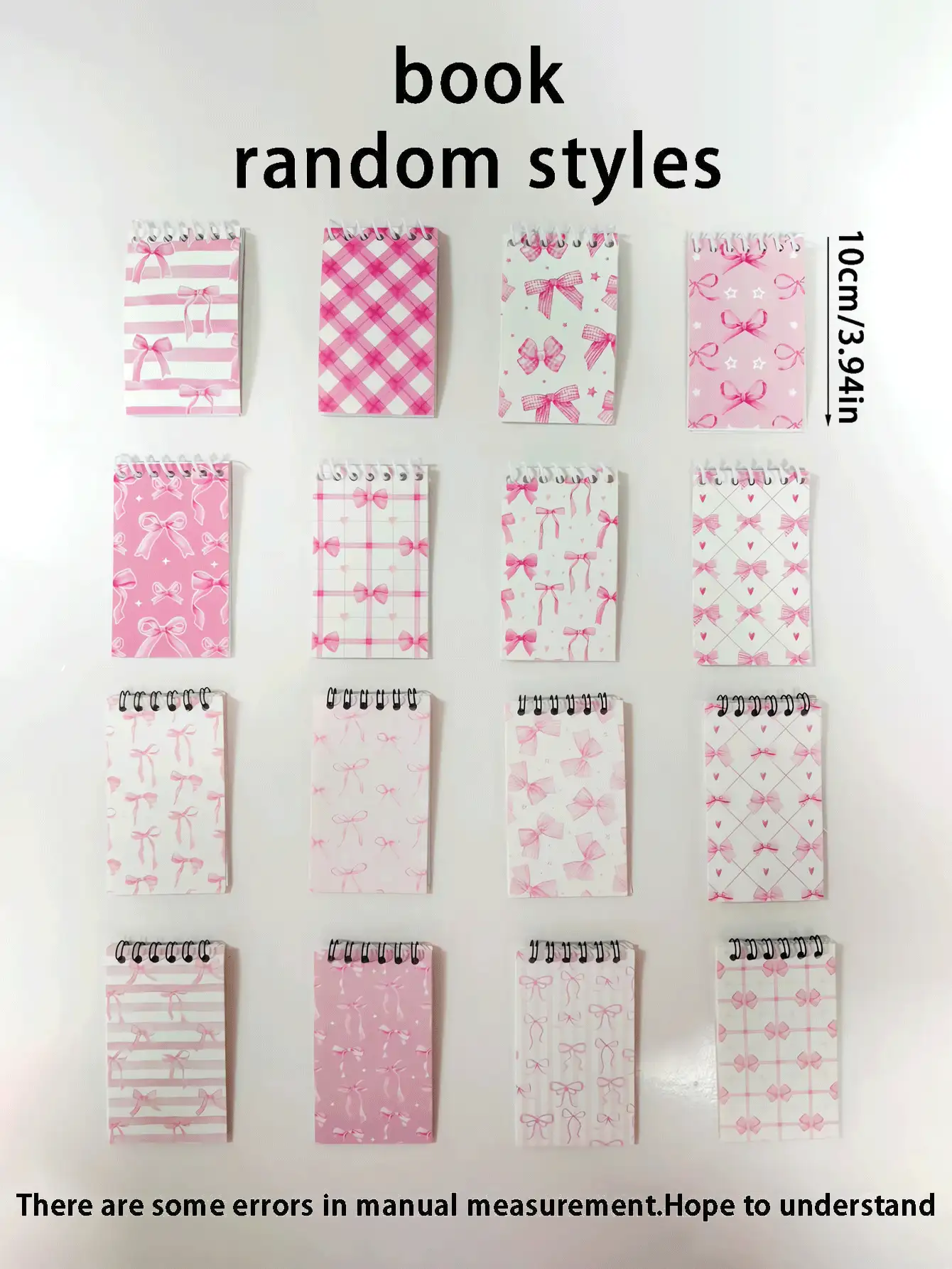 16pcs White & Pink Bow Notebook & Stationery Set, Includes Cute Bow Pocket Notebooks, Ballpoint Pens, Mini Bow Notebooks, Suitable For Bow-Themed Parties, Baby Showers, Birthdays, School Supplies Gifts - Multicolor - View 3