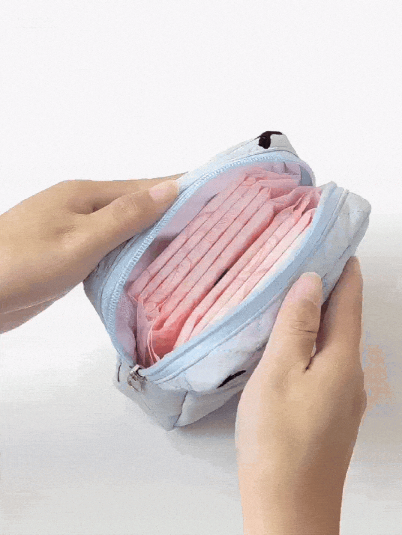 Multi-Color Sanitary Pad Storage Bag, Pink Sanitary Napkin Storage Bag, Large Capacity, Minimalist Style For Storing Tampons, Sanitary Pads, Liners, Essential For Women, Striped Cosmetic Bag, Travel, Study Supplies, Holiday Makeup Bag - Multicolor - View 2