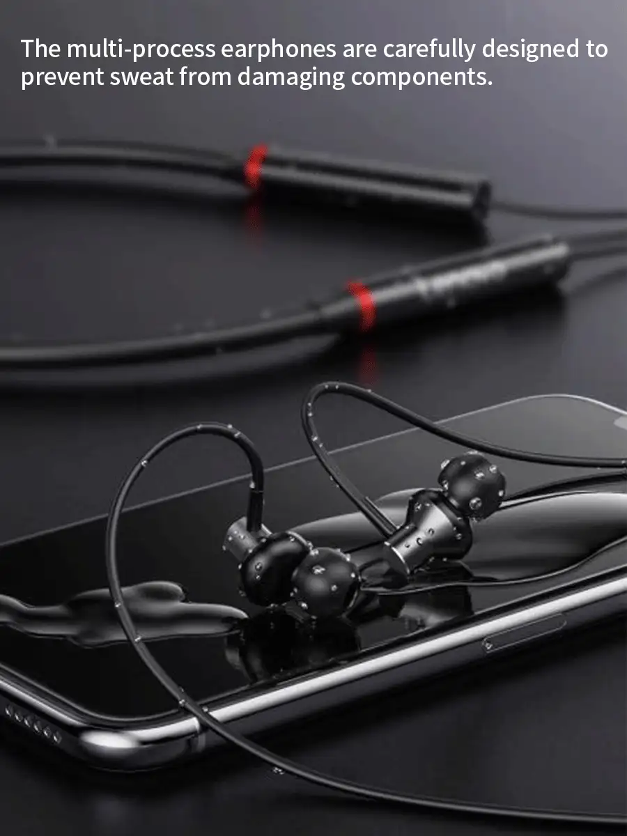 Lenovo HE05 X 1pc Bluetooth Earphones Earphone Waterproof Earplugs HIFI Sound Magnetic Neckband Headset Sports Headphone Chinese packaging - 黑色 - 查看 2
