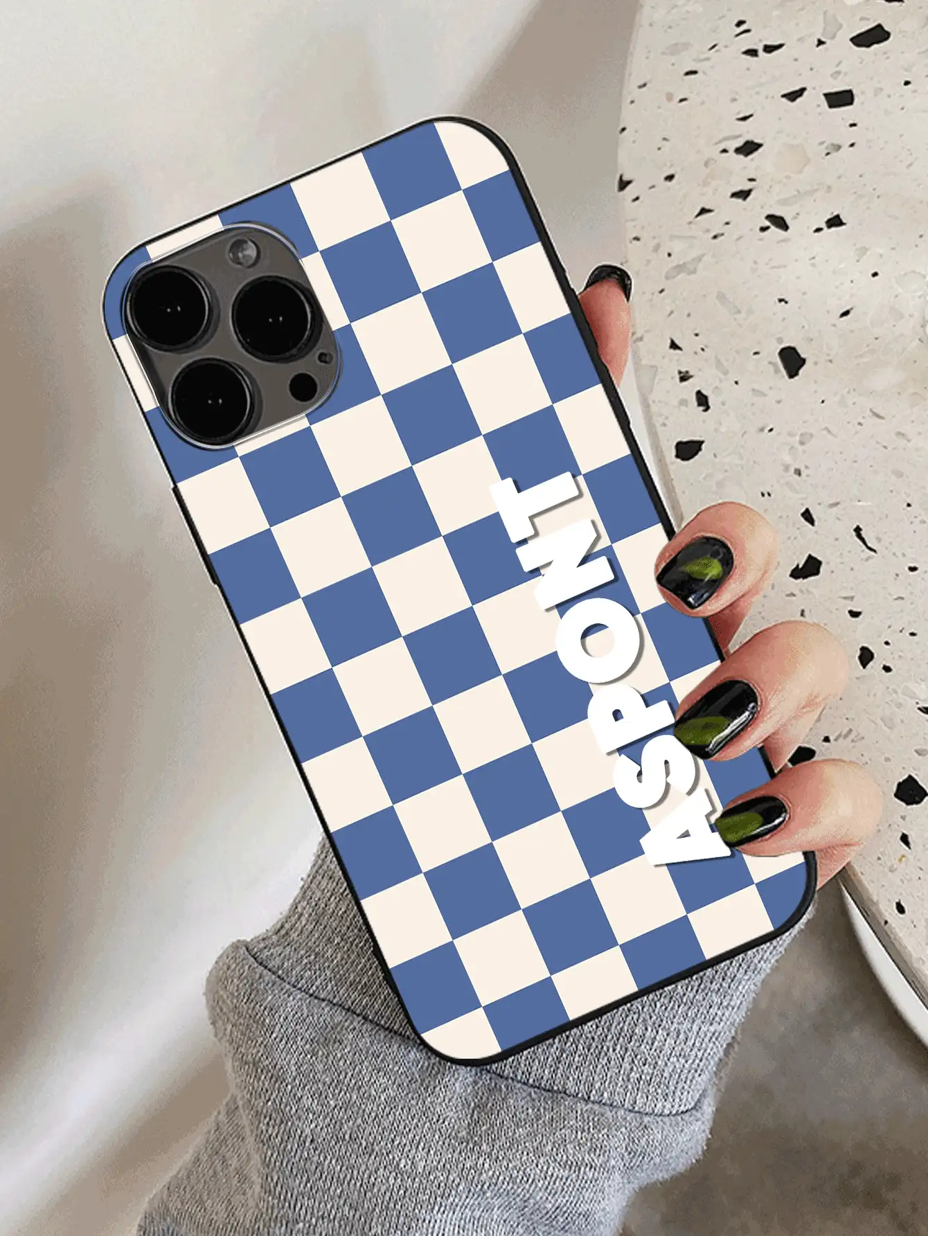 Your Exclusive Logo, Custom Plaid Background + Personalized Text, TPU Soft Edge Anti-Scratch Anti-Fingerprint, Anti-Yellowing Durable, Fits All Models, Turn Your Phone Into Your Personal Business Card, Compatible With IPhone & Galaxy - Multicolor - View 3