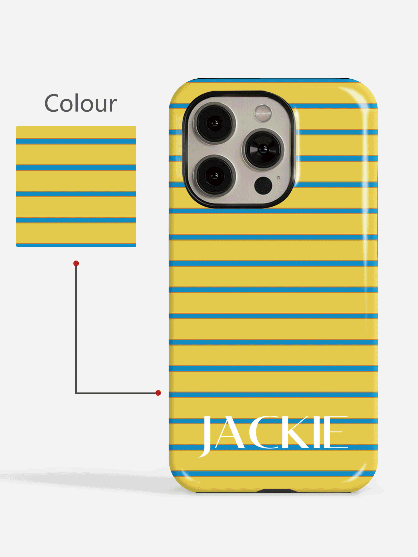 1pc Customized Minimalist Horizontal Striped Monogram Phone Case, Glossy Filmic Hard Shell Full Coverage Protective Case Compatible With Iphone 11/12/13/14/15/16/17 Pro Max - Multicolor - View 2