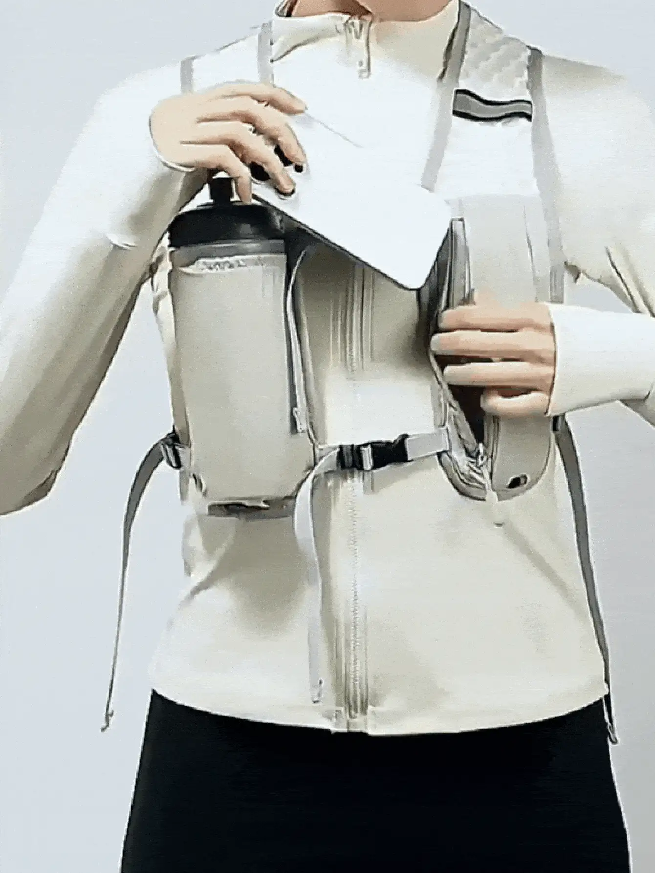 反光跑步背心，带前置手机袋、透气水袋、可调节胸带和腰带，轻便水袋背心，男女通用，适合越野跑、骑行、徒步、马拉松等运动，跑步装备 - 彩色 - 查看 3