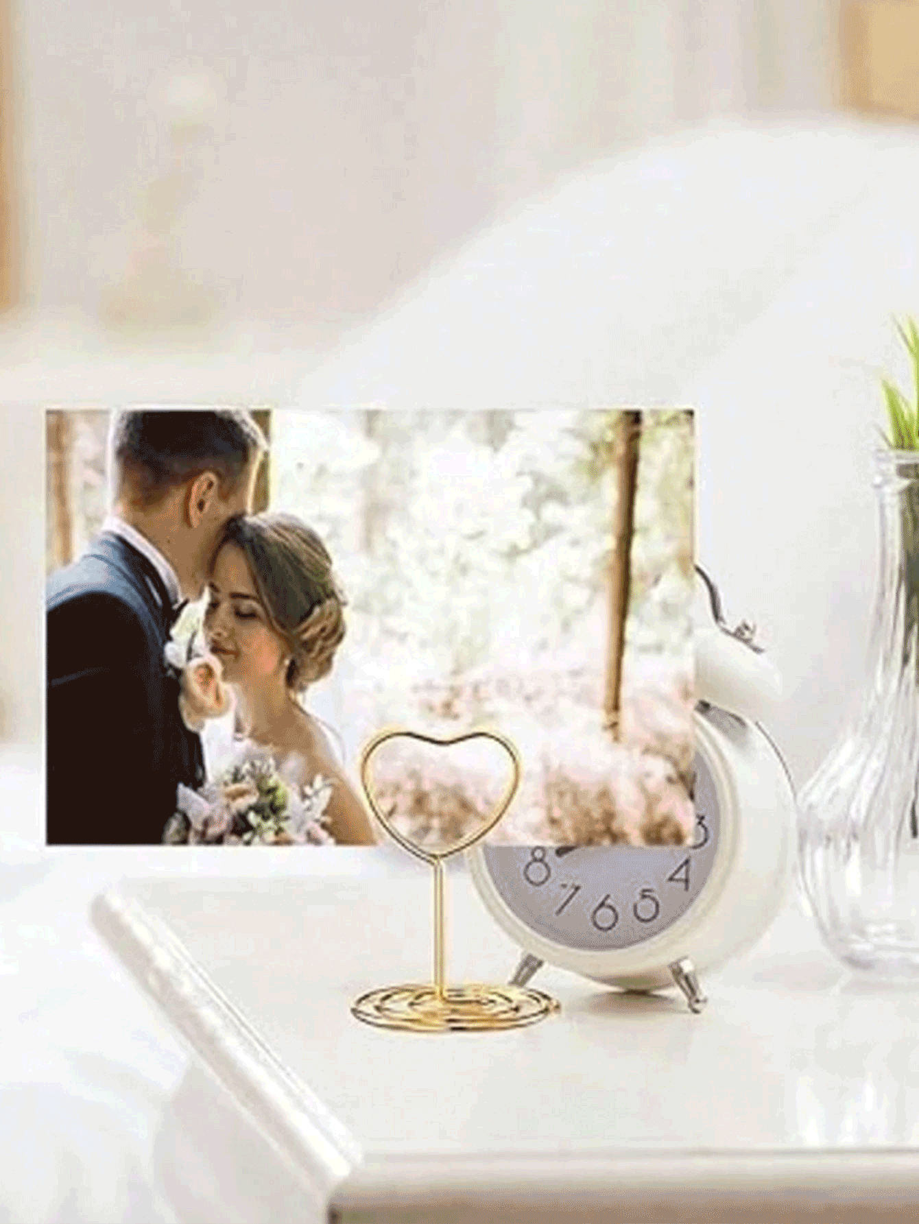 Metal Mini Ticket Clip, Table Number Display Stand, Metal Message Clip, Heart-Shaped Photo Clip, Suitable For Wedding, Party, Birthday, Event, Office, Message Clip, Desktop Storage Clip, Wedding Table Card Clip, Home Decor, Wedding Decor, Wedding Supplies - Multicolor - View 2