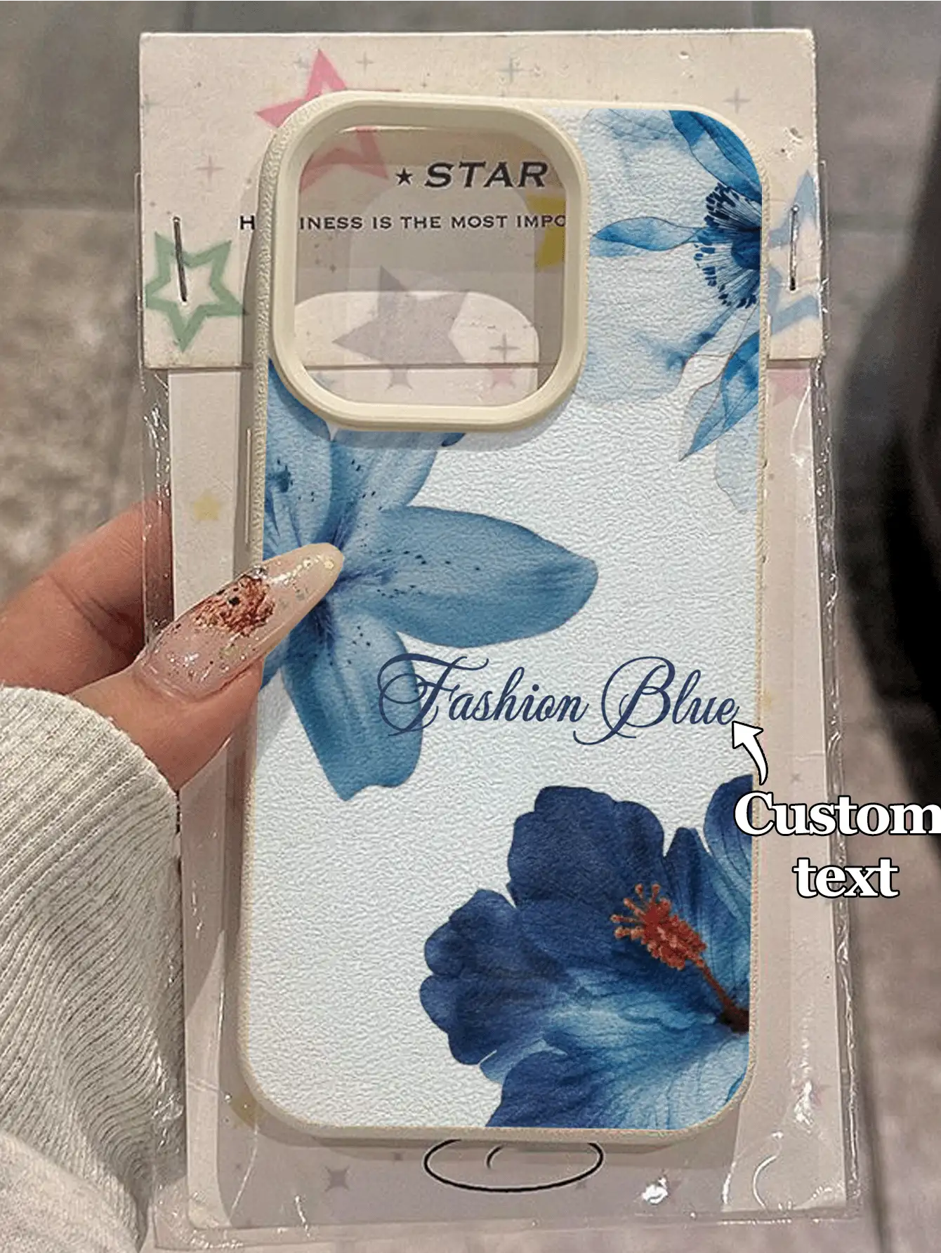 1个可定制水彩蓝色花卉图案手机壳，兼容 17 Pro Max/17 Air/16 Pro Max/15 Pro Max/16E/14 Plus/13/12/11/XR/XS Max，商务优雅高端，整体清新甜美风格，适合爱花人士和追求浪漫定制的人士。 - 白色 - 查看 2
