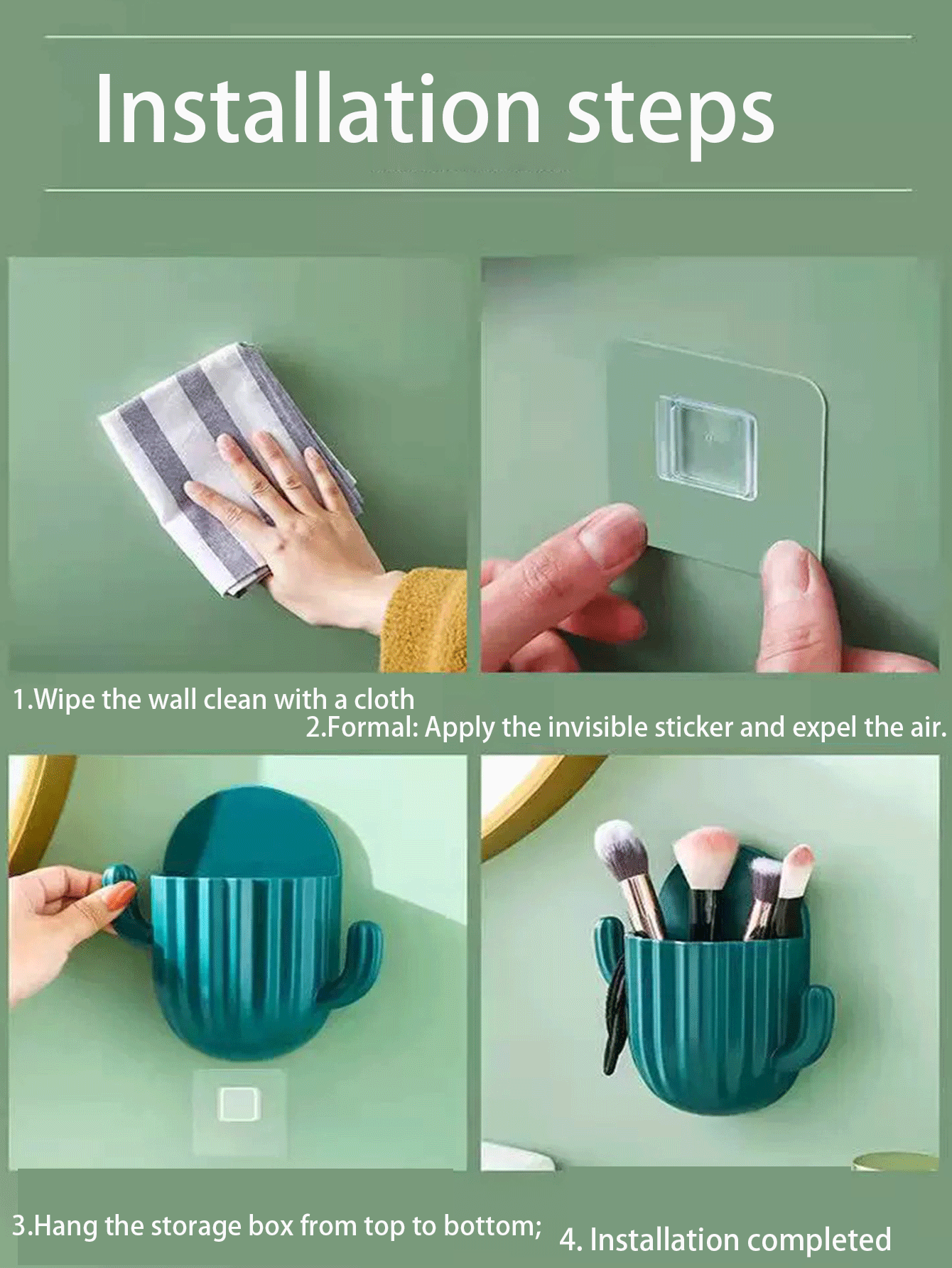 1pc Wall Mounted Storage Box, Bathroom Organizer, Bedside Storage Holder, Chopsticks Rack - Multicolor - View 4