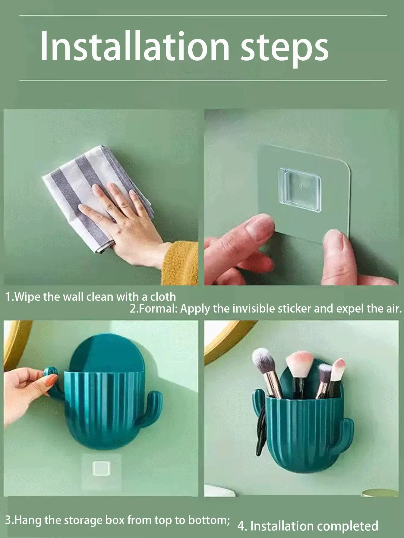 1pc Wall Mounted Storage Box, Bathroom Organizer, Bedside Storage Holder, Chopsticks Rack - Multicolor - View 5