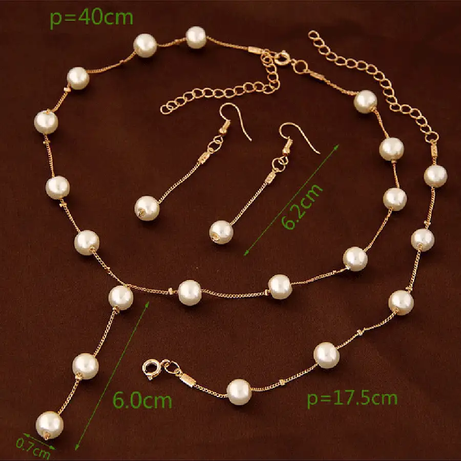 3pcs Beaded Tassel Jewelry Set, Elegant Bridal Wedding Necklace, Bracelet And Earrings - Silver - View 2