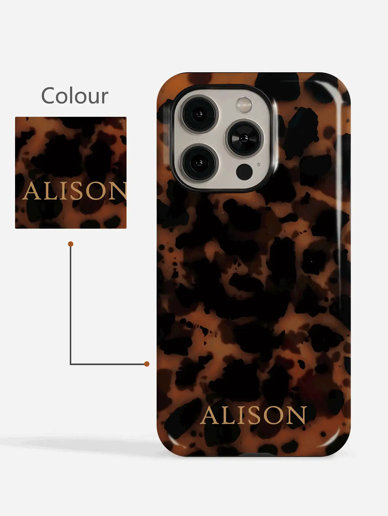 Customized Leopard Print Letter Slogan 2-In-1 Glossy Filmstrip Hard Phone Case, Compatible With IPhone 11/12/13/14/15/16 17 Pro Max - Multicolor - View 3