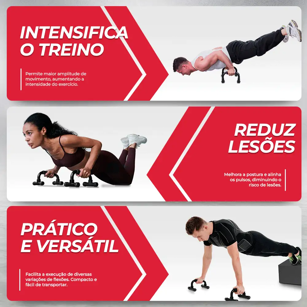 Apoio para Flexão Barra Suporte Fixo Musculação Consport - Preto - Visão 5