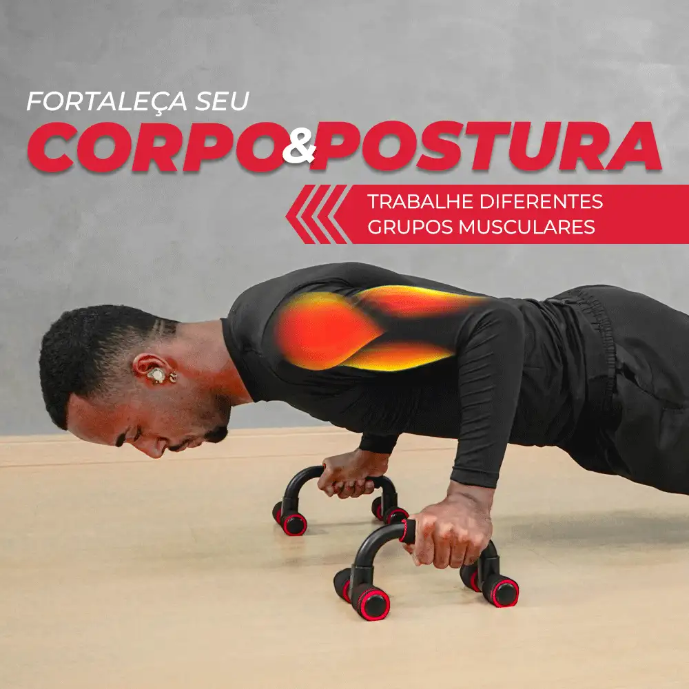 Apoio para Flexão Barra Suporte Fixo Musculação Consport - Preto - Visão 4