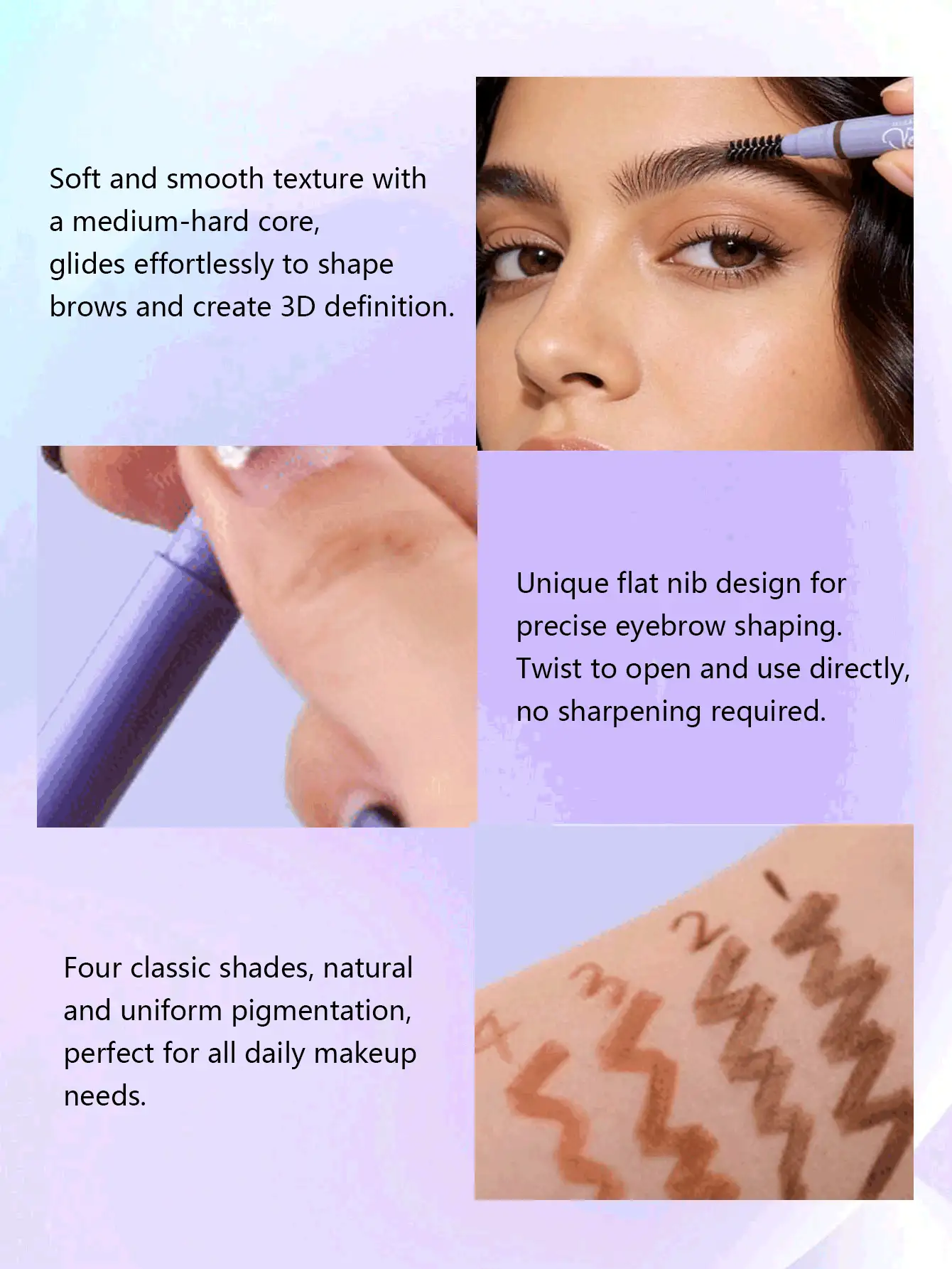 USHAS 双头旋转眉笔，自带眉刷，防水防晕染，持久妆效，打造自然精致眉形，完美妆容 - #02 - 查看 3