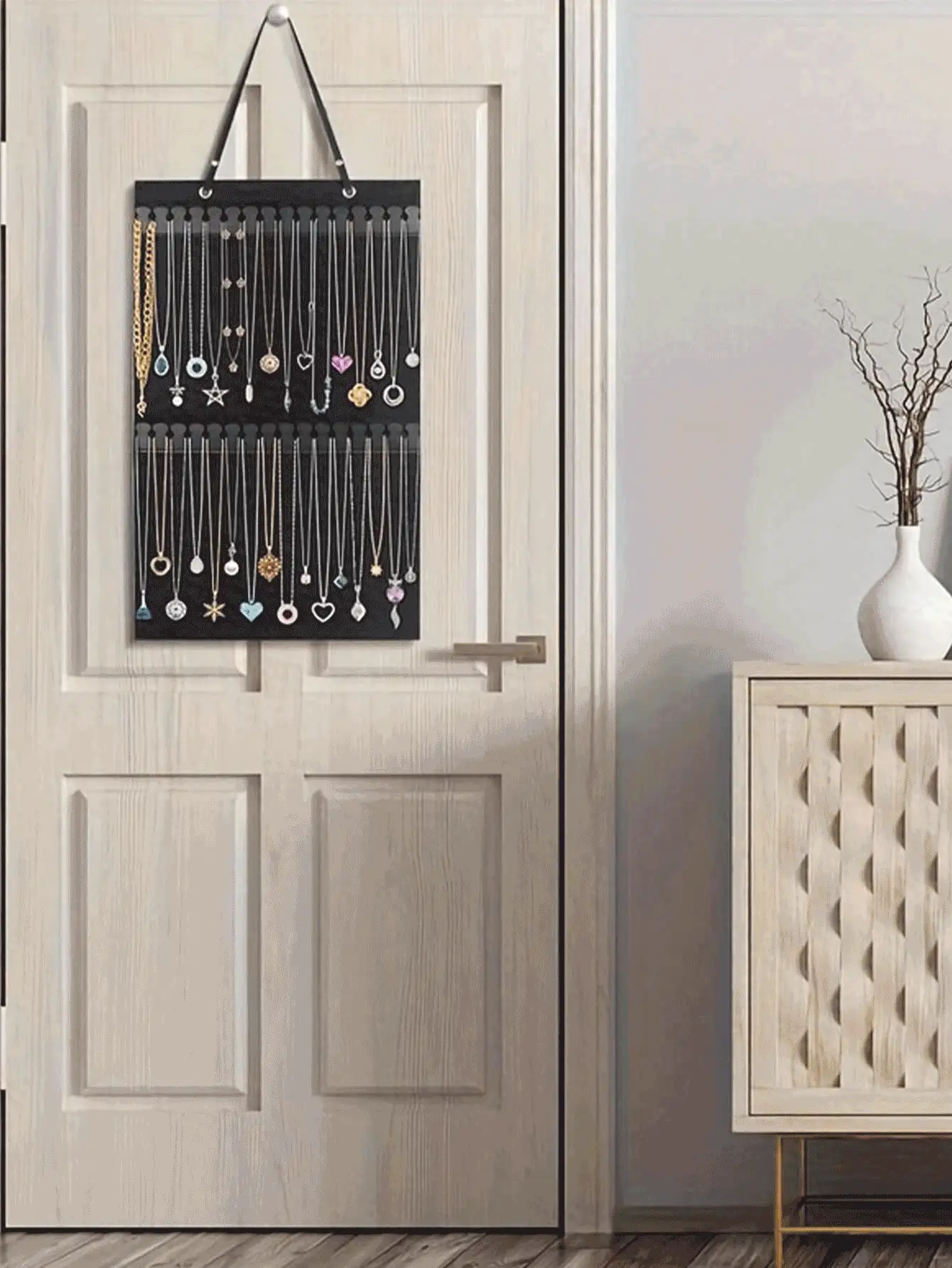 Hanging Jewelry Organizer Wall Mounted Necklace Display Stand Portable Durable Jewelry Display Rack Versatile Jewelry Holder Organizer For Earrings Rings Necklaces Bracelets Room Home Wall Decor Wedding Items 4th Of July Travel Essential Office Decor - Multicolor - View 3