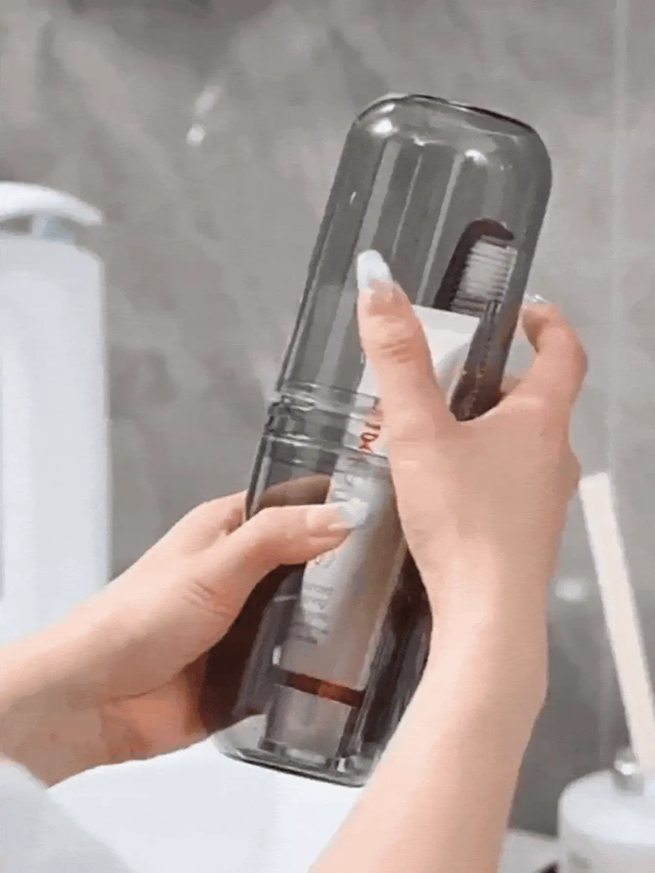 大容量带盖防尘牙刷旅行盒，便携式牙膏收纳杯，男女通用，适合户外露营、返校、旅行、度假必备牙刷架 - 彩色 - 查看 3