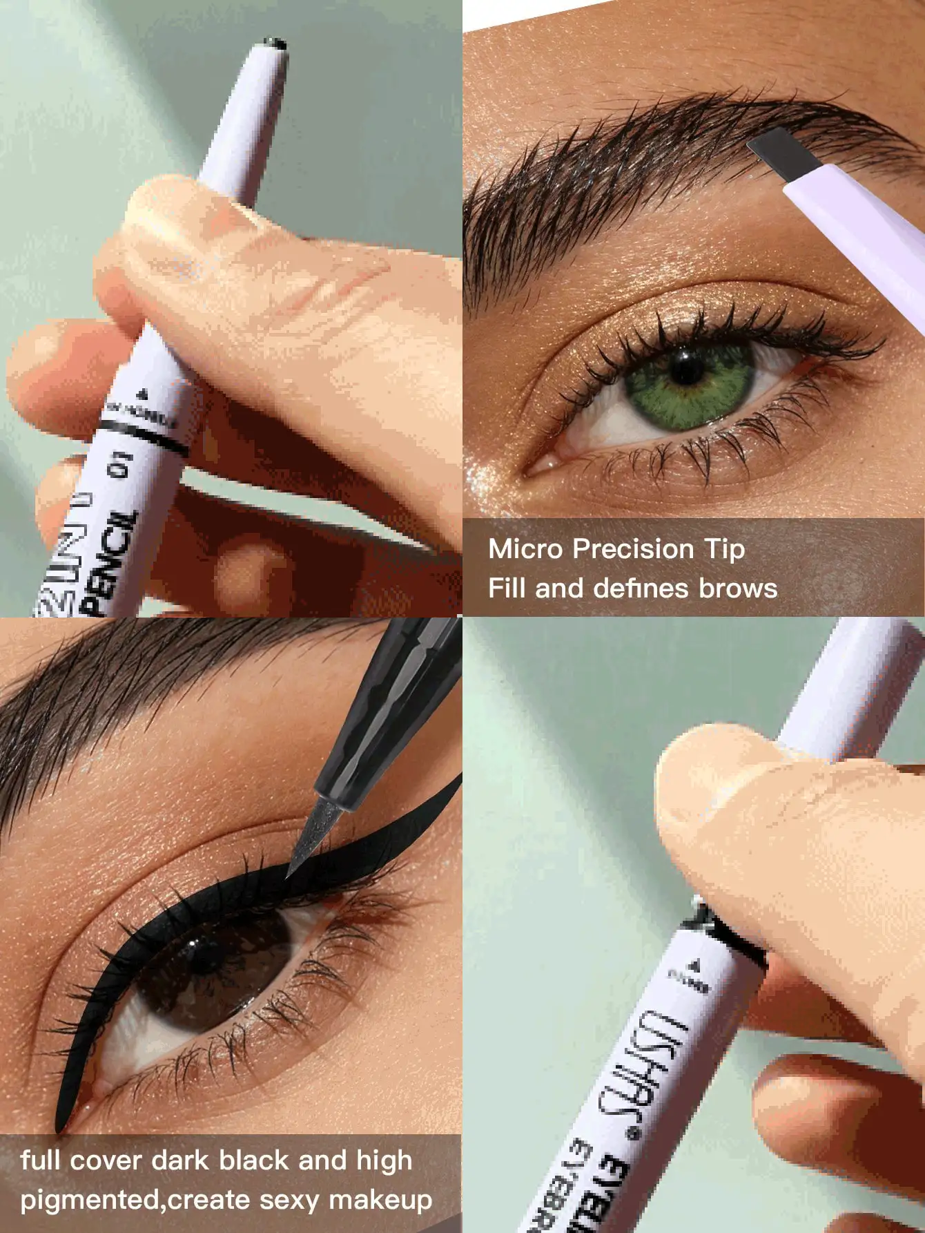 USHAS 二合一旋转眉笔+眼线笔，哑光眼线笔，染眉旋转笔，打造自然眼妆，防水持久，适合所有肤质 - #02 - 查看 4