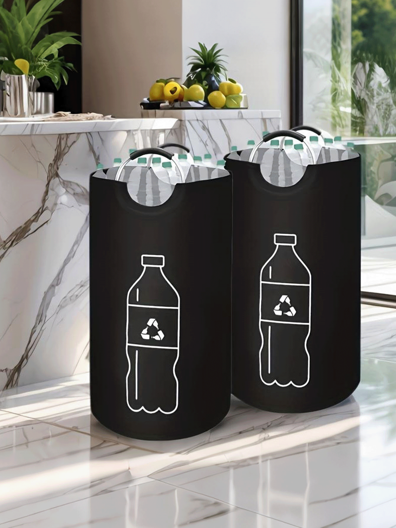 Large Capacity Foldable Recycling Bin, Indoor Household Recycling Box For Storing Plastic Bottles, Clothes, Toys, Multi-Functional Laundry Basket, Storage Box, Space-Saving Collapsible Organizer, Easy To Clean, Home Recycling Container, Storage And Organization, Indoor Storage, Home Decor - Multicolor - View 2