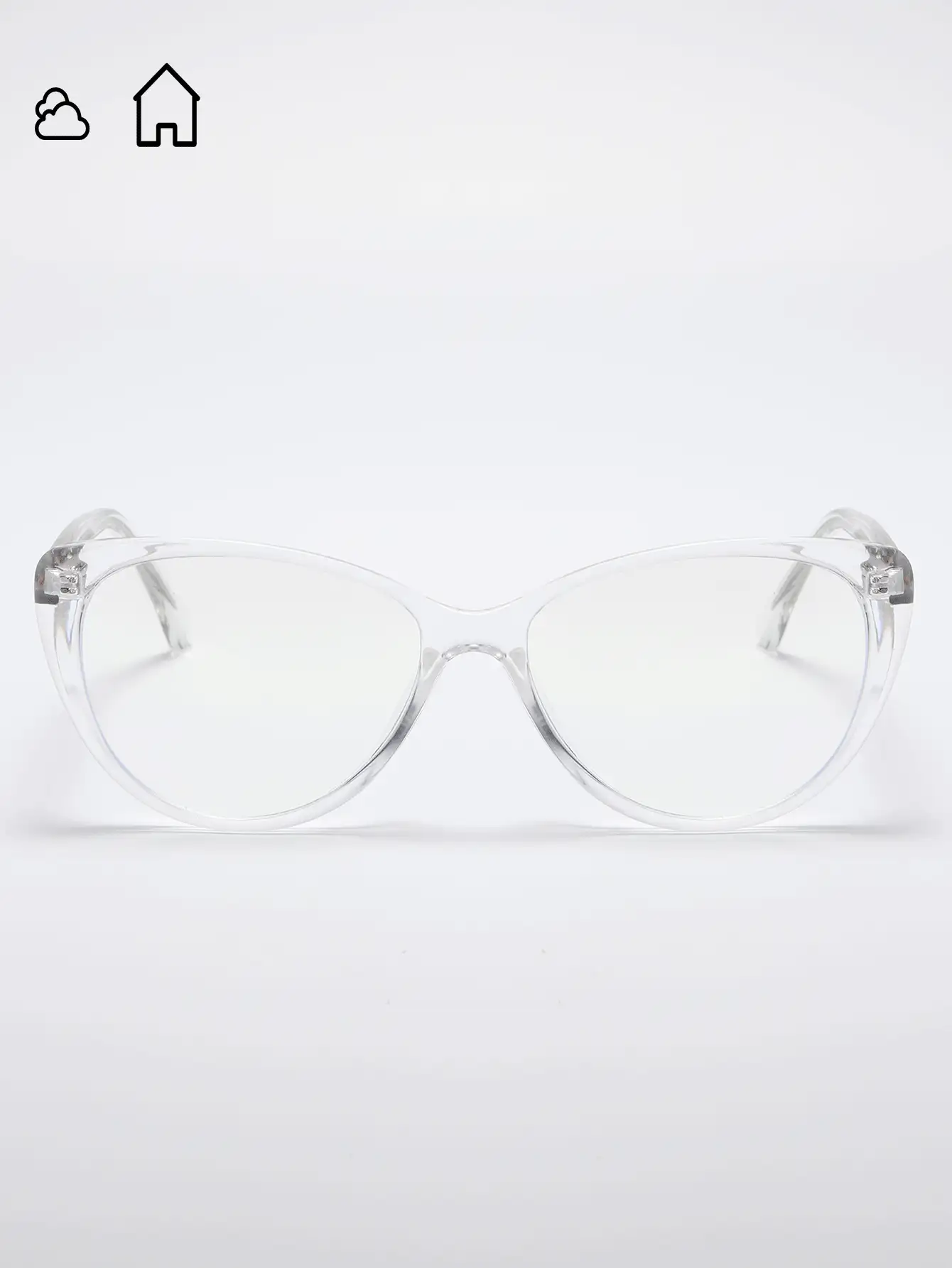 Unisex Computer/Gaming/TV/Phone Glasses With Cat Eye Frame, Plastic Transparent Glasses Frame, Light Glasses, Transparent Lens Turning To Light Brown, Fashion Optical Glasses Frame - Clear - View 2
