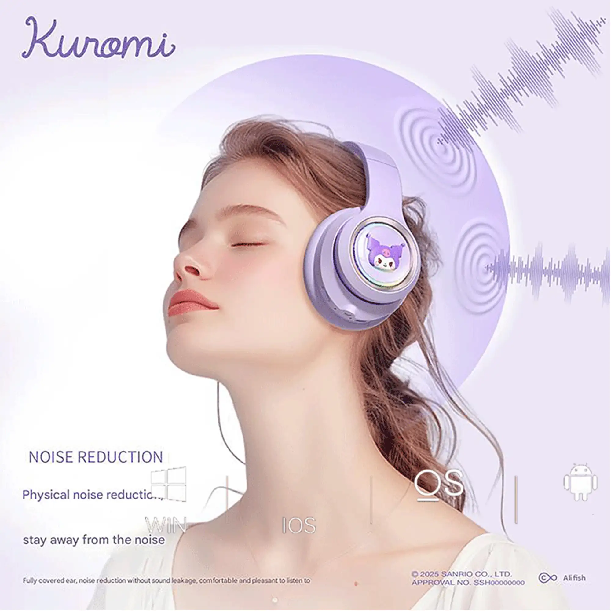 SANRIO 无线耳机 EM-699，可爱卡通大振膜 HIFI 音质，超长续航，音乐游戏两用，RGB 灯光，可折叠，佩戴舒适，无线有线通用耳机 - 查看 4