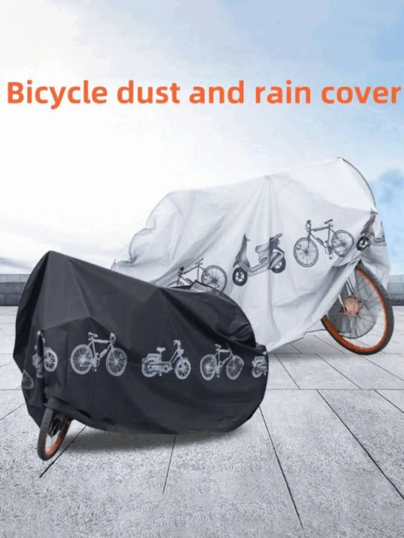 Rainproof Bicycle Cover Random Style And Patterns Motorcycle Raincoat Weatherproof Vehicle Protector Sunscreen Scooter Cover Dustproof Bicycle Motorcycle Accessories Adult Commuter Essentials For Outdoor Parking Rain Protection Prevents Rusting - Multicolor - View 3