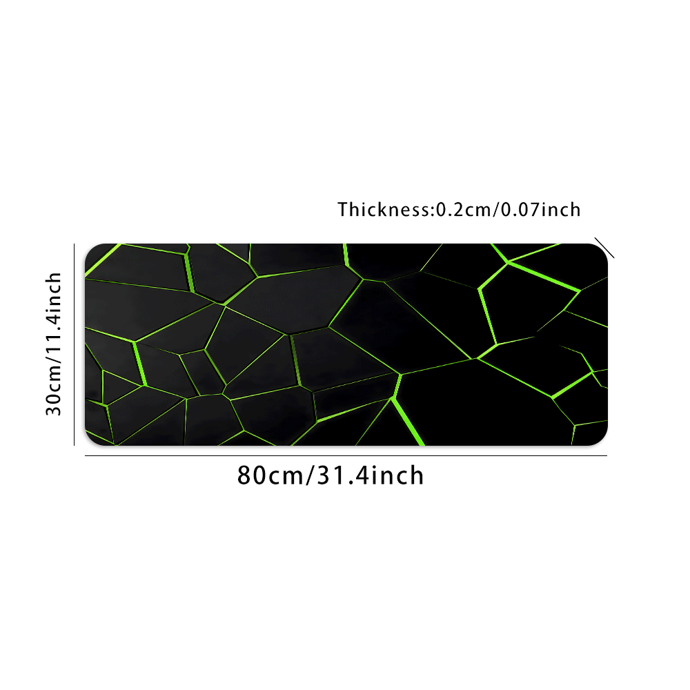 YUFZX 绿色裂纹赛博朋克大号加长游戏鼠标垫，防滑橡胶底座，锁边缝制桌垫，RGB游戏美学艺术设计桌垫，耐用电脑配件，适用于家庭办公和游戏环境，是送给游戏玩家和RGB游戏爱好者（男孩女孩青少年）的完美礼物 - 查看 9