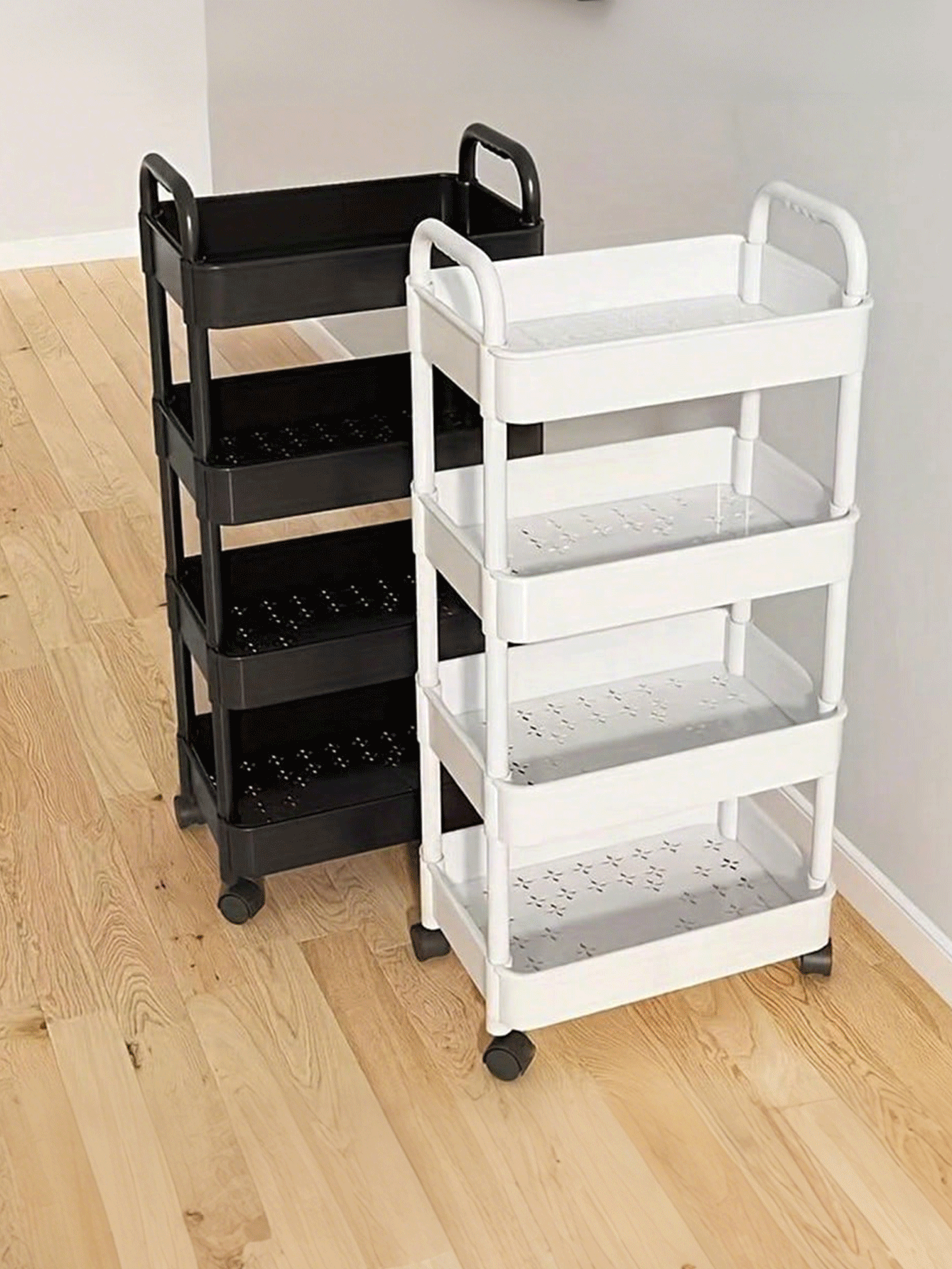 3/4/5 Tier Multipurpose Rolling Storage Cart, Maximizes Vertical Space For Organized Storage Of Various Items, Keeps The Area Tidy. Features Wheels For Easy Mobility, Adjustable To Suit Your Needs - Multicolor - View 4