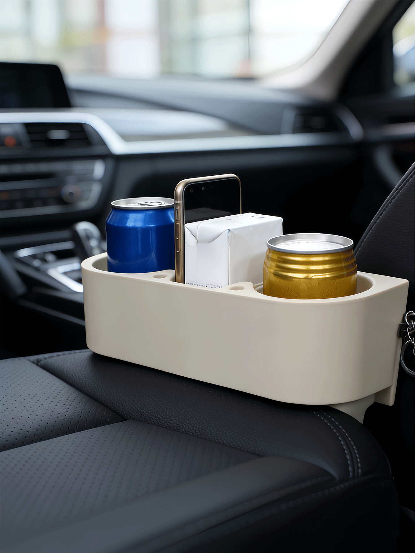 便携式车载杯架，多功能车载座椅杯架，便携式多功能车载杯架，手机饮料架，车载储物盒（可放置杯子、瓶子、手机和饮料） - 彩色 - 查看 2
