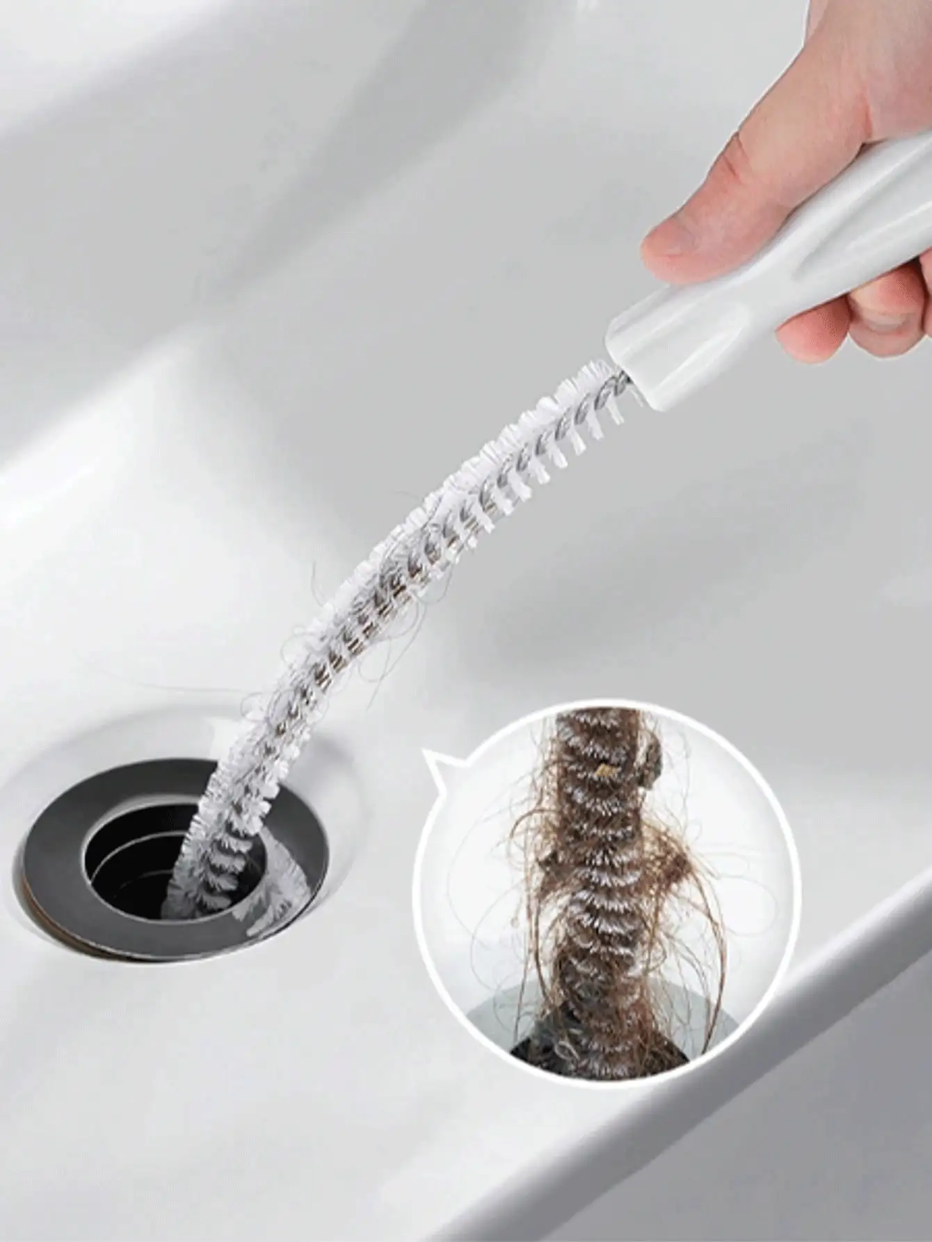 Kit de herramientas para limpiar desagües - Juego de cepillos para desagües de fregadero, ducha y bañera, atrapa eficazmente el cabello y limpia las tuberías, artículo esencial para el hogar - Multicolor - Ver 3