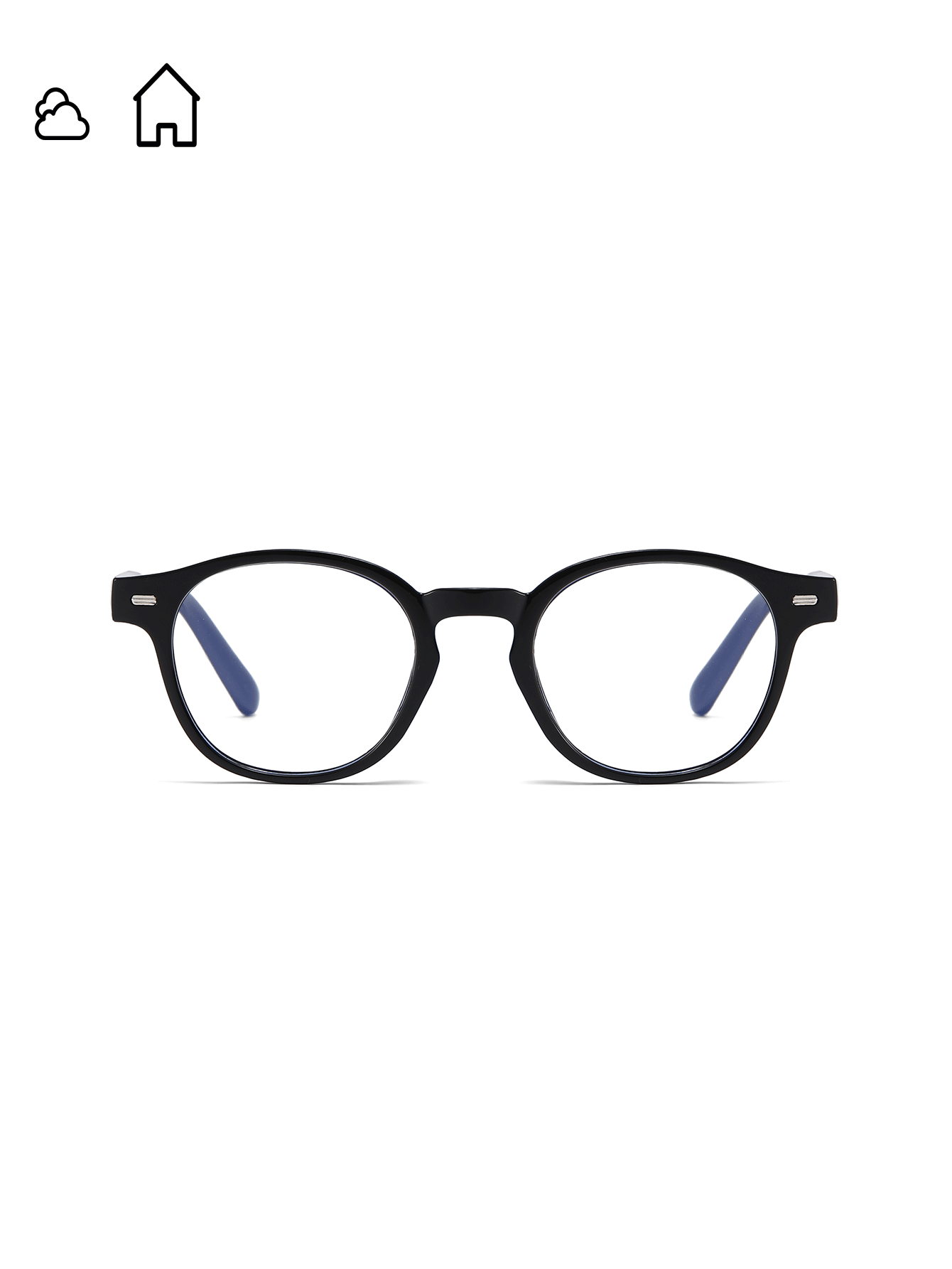 男女通用电脑/游戏/电视/手机专用轻便眼镜，时尚无度数眼镜框，光致变色眼镜，透明镜片变浅灰色 - 黑色 - 查看 2