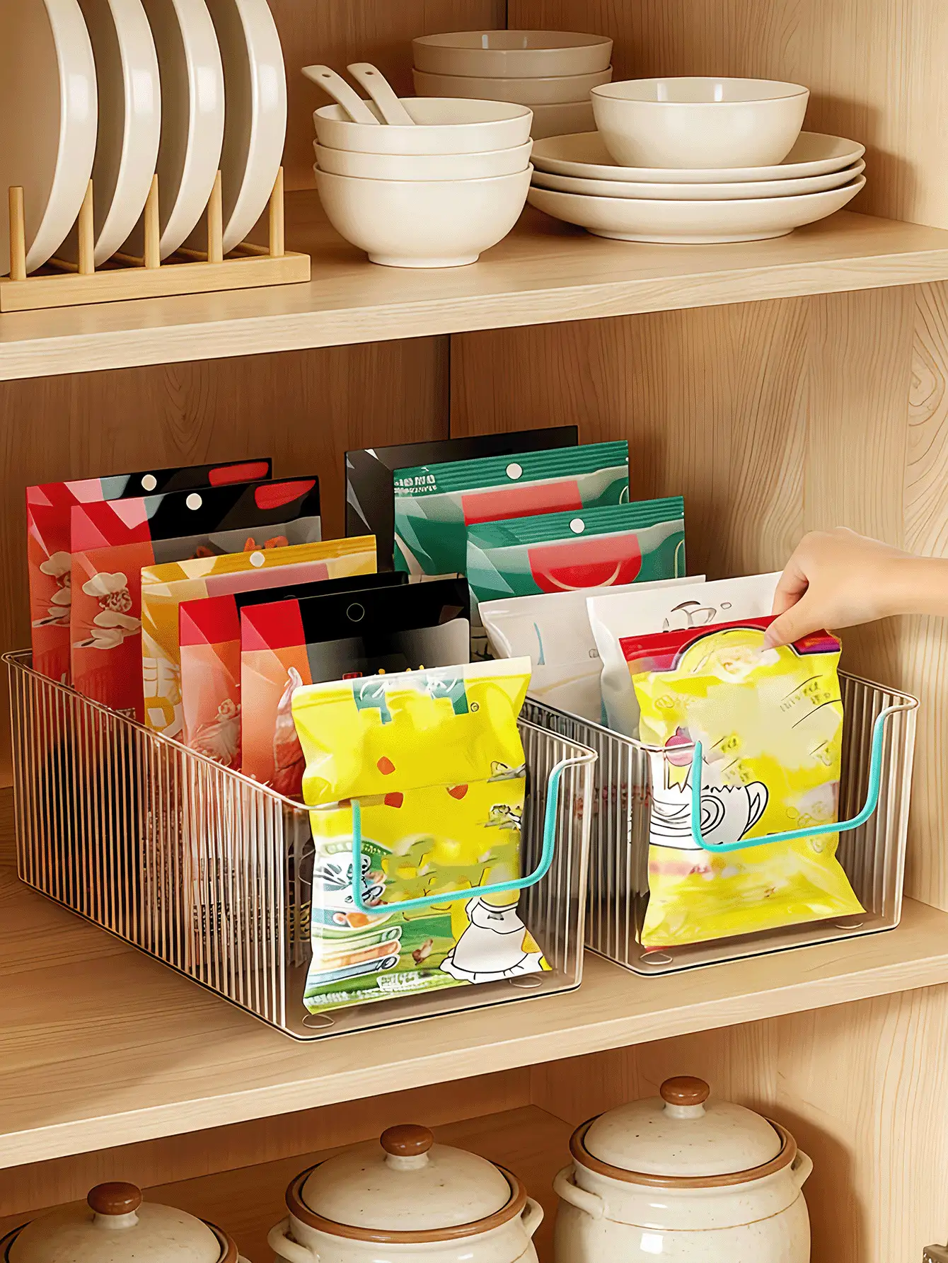 Transparent Spice Storage Basket With Removable Dividers - Multi-Purpose Kitchen Organizer, Suitable For Spices, Snacks, And Small Items - Countertop Use, Detachable Spice Rack Saves Counter And Cabinet Space, Kitchen Storage Box And Basket - Multicolor - View 3