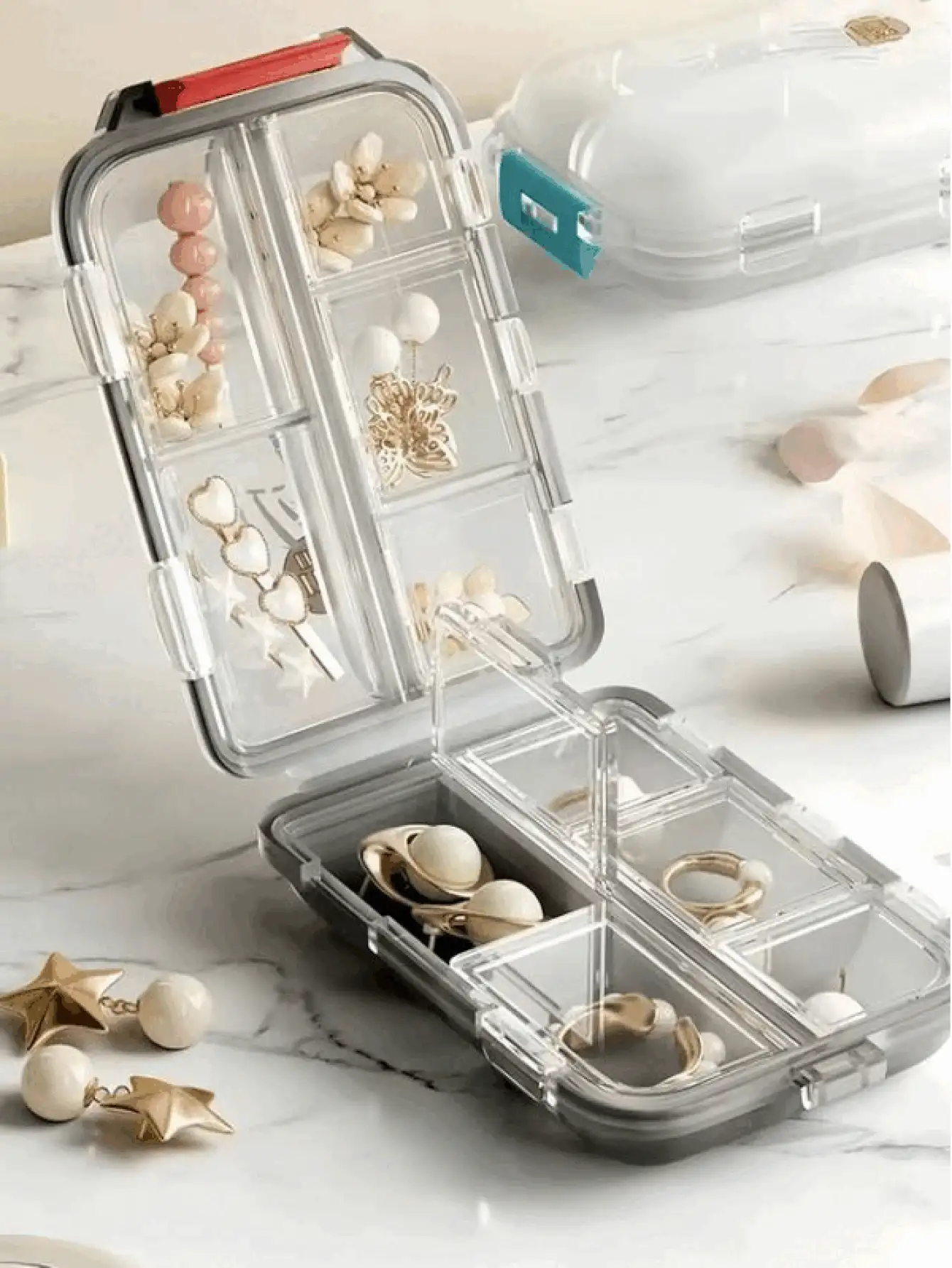 Travel Pill Storage Box Portable Pill Organizer For Storing Tablets Jewelry Accessories Multifunctional Pill Case 10-Cell Daily Medicine Container For Women Men For Travel Bag Or Pocket Home Office School Pill Holder Travel Essential Cruise Essentials Home Accessories - Multicolor - View 3