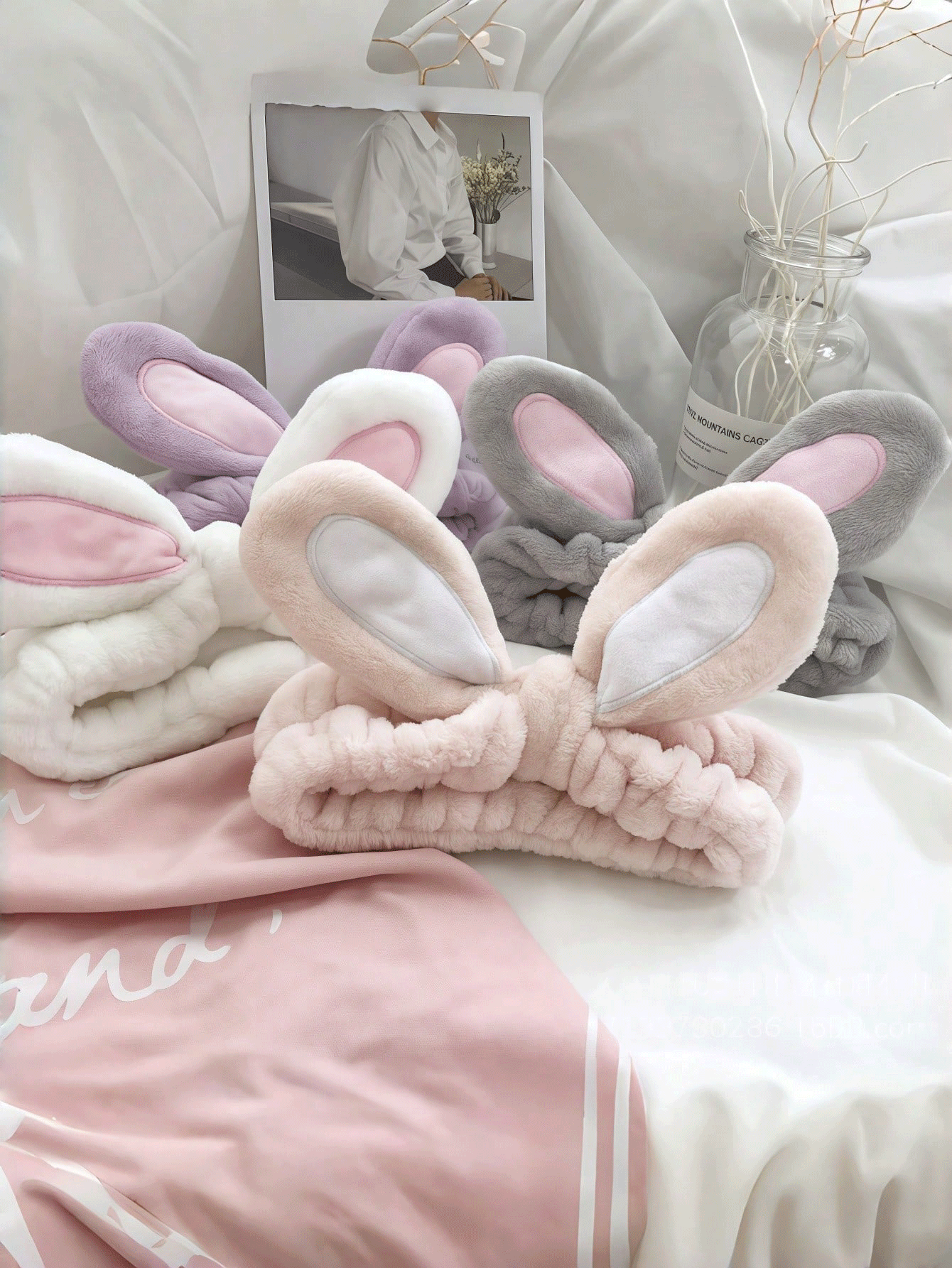 可爱兔耳造型发箍，适合洗脸或化妆，家居浴室装饰，返校用品，送给女性、女孩、妈妈的礼物，浴室必备，旅行必备，节日必备，夏季，生日，毕业派对 - 多色 - 查看 2