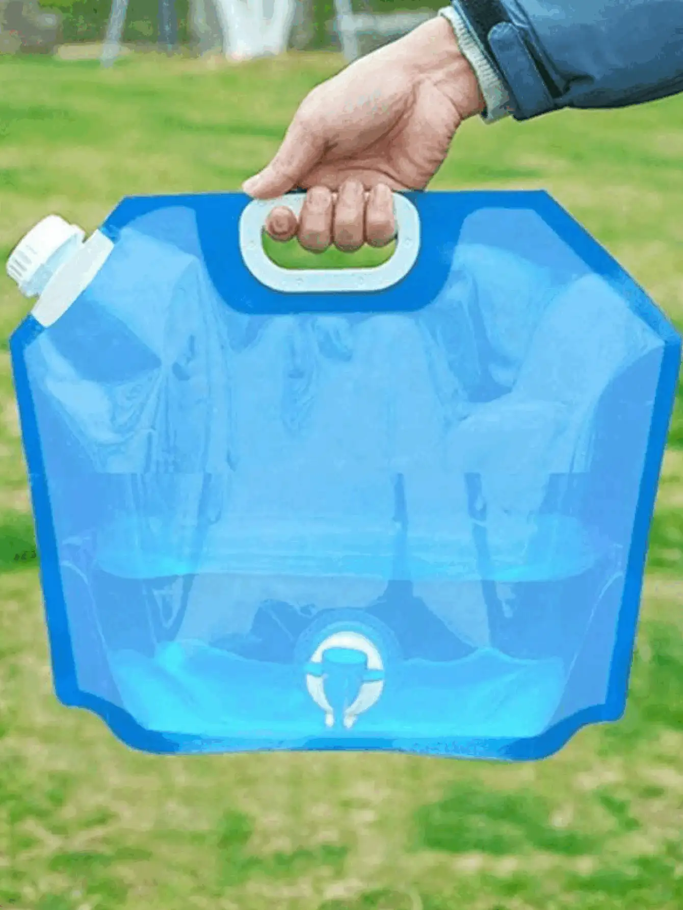 5L/10L 露營水袋 附閥門可折疊水儲存袋 摺疊式緊急水壺 便攜可重複使用 適合男女戶外露營旅行登山徒步野餐烤肉 戶外必備配件 - 彩色 - 查看 3
