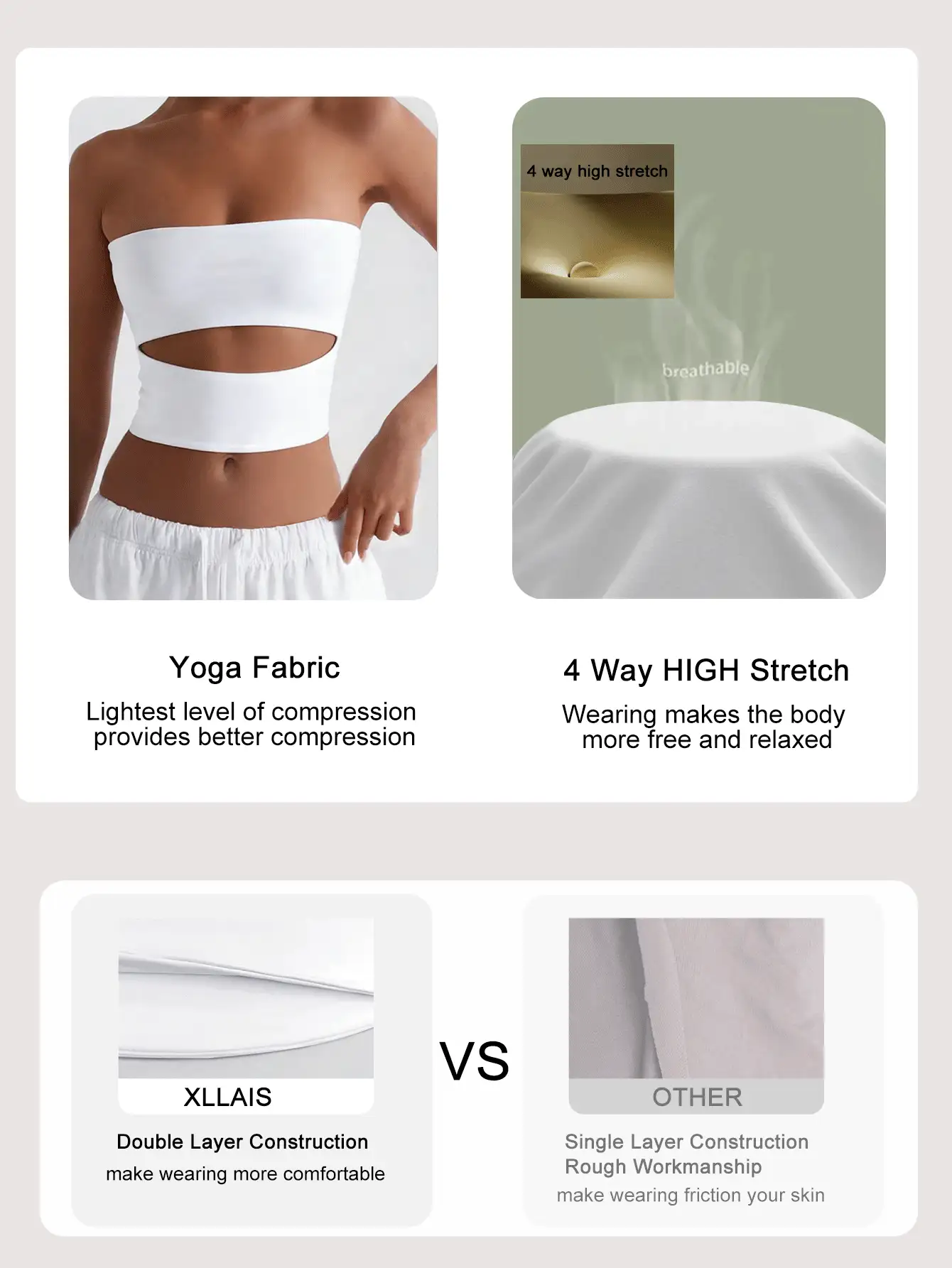Sexy Cut Out White Strapless Slim High Stretch Double Layer Holiday Beach Summer Tube Tops - White - View 3