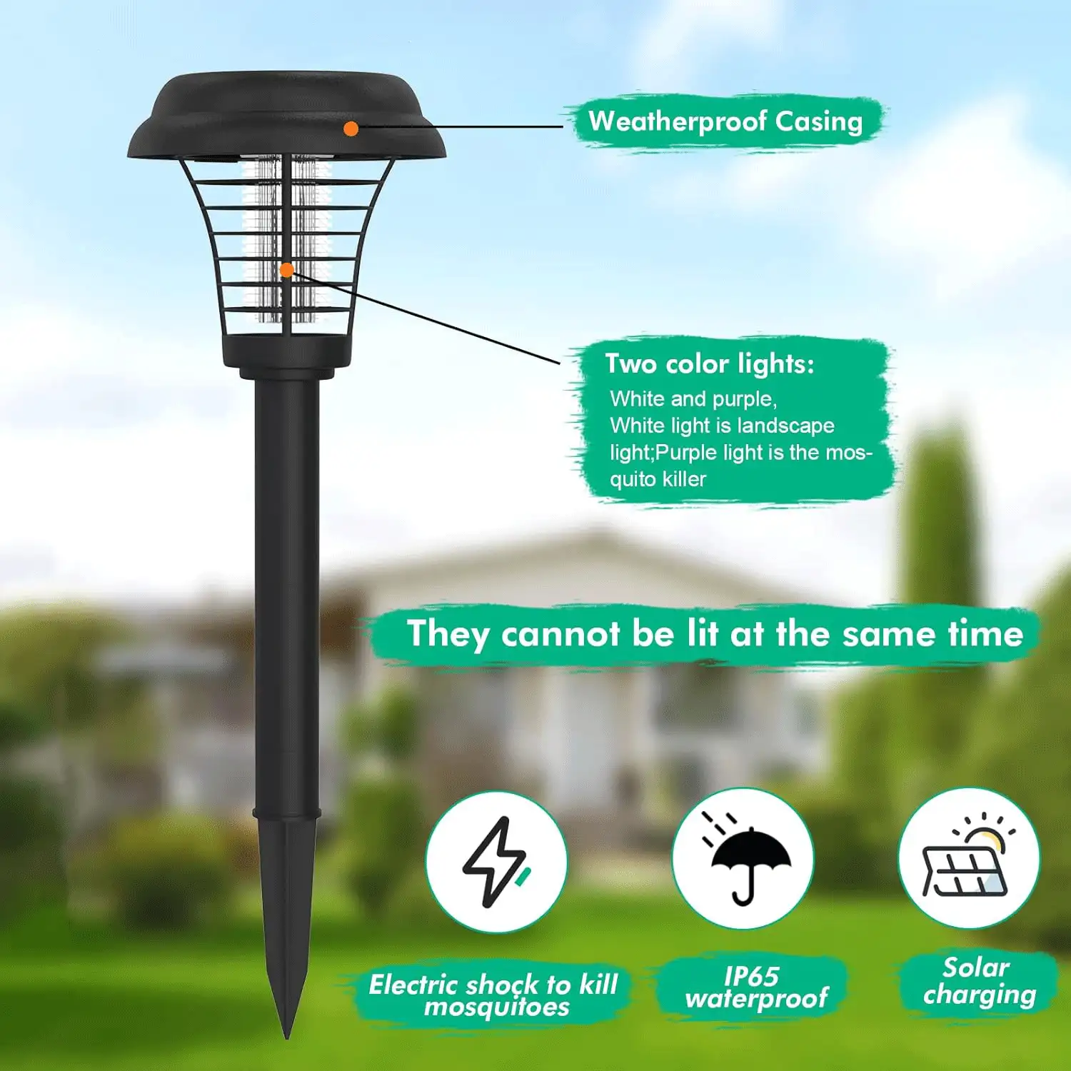 1/2pcs Solar Powered Mosquito Repellent Lamp - Outdoor Mosquito Repelling Light, Suitable For Indoor/Outdoor Garden Patio, With Purple & White Lighting, Waterproof - Mosquito Lamp - View 4