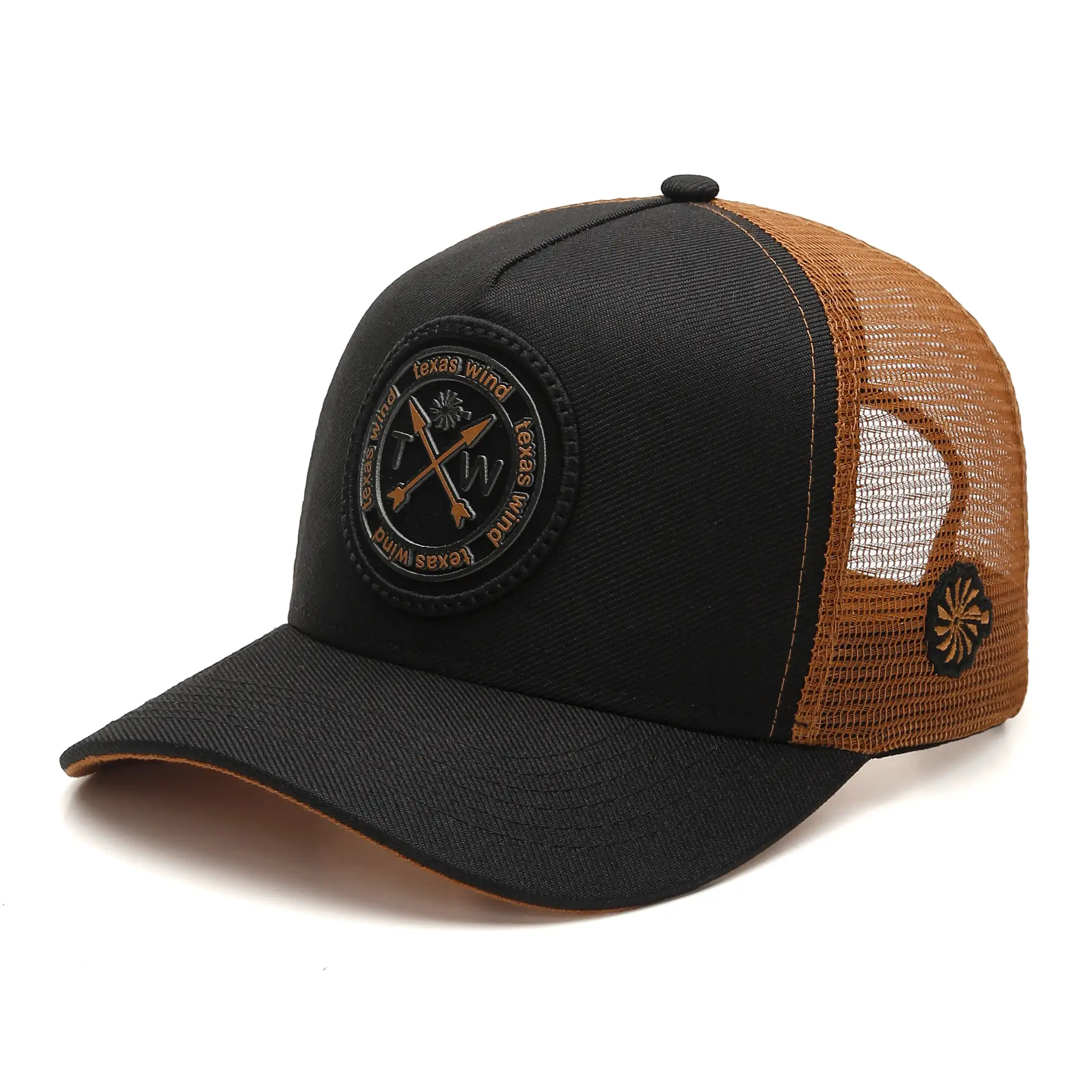 Texas Wind Country Trucker Cap With Curved Brim And Mesh Detail - 金色 - 查看 3