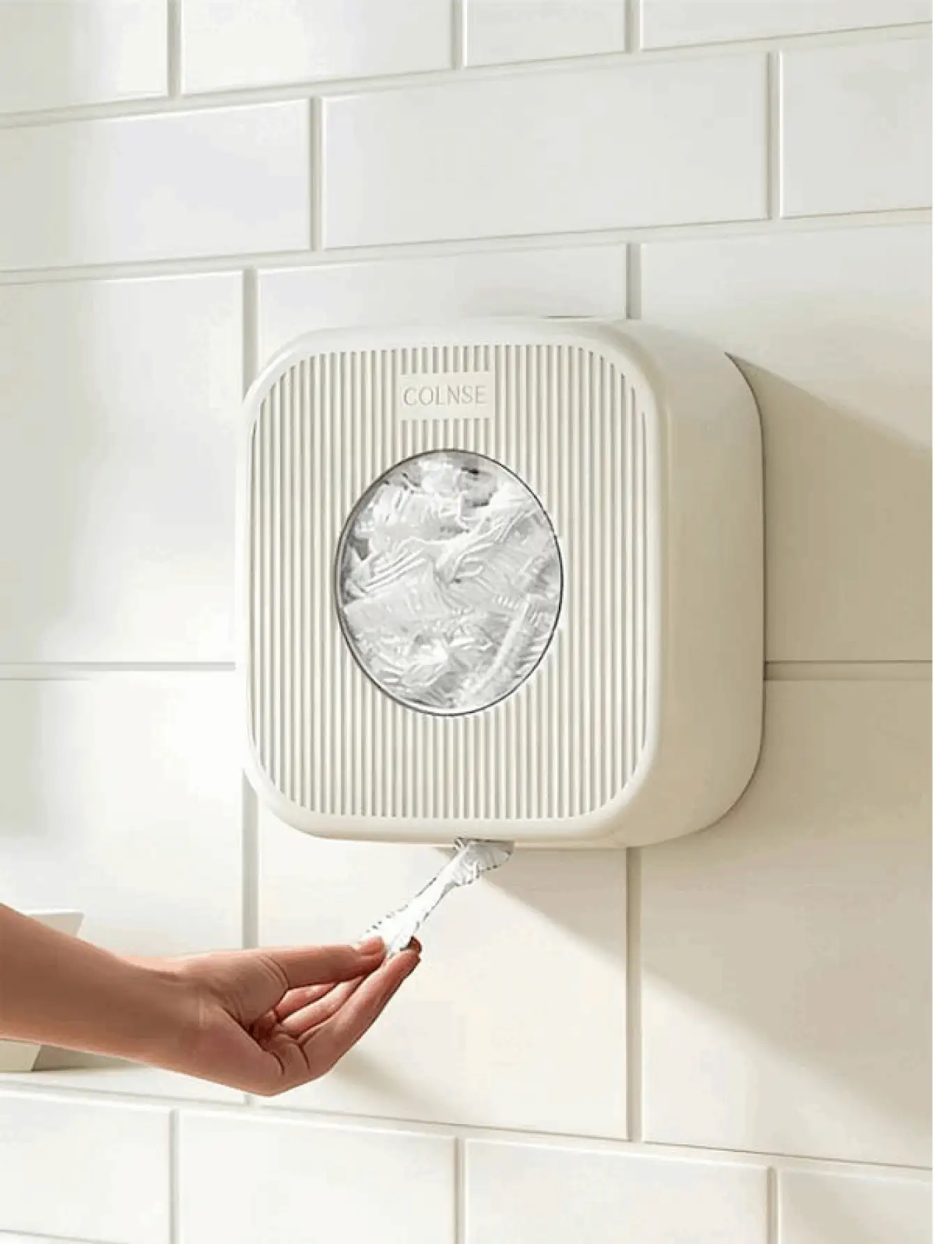 壁挂式大容量塑料收纳盒，适用于保鲜膜和塑料袋，多功能保鲜膜收纳架，防尘厨房整理篮，适用于家庭、办公室、厨房、浴室、袋子分配器、浴室配件、厨房装饰、家居装饰 - 多色 - 查看 3