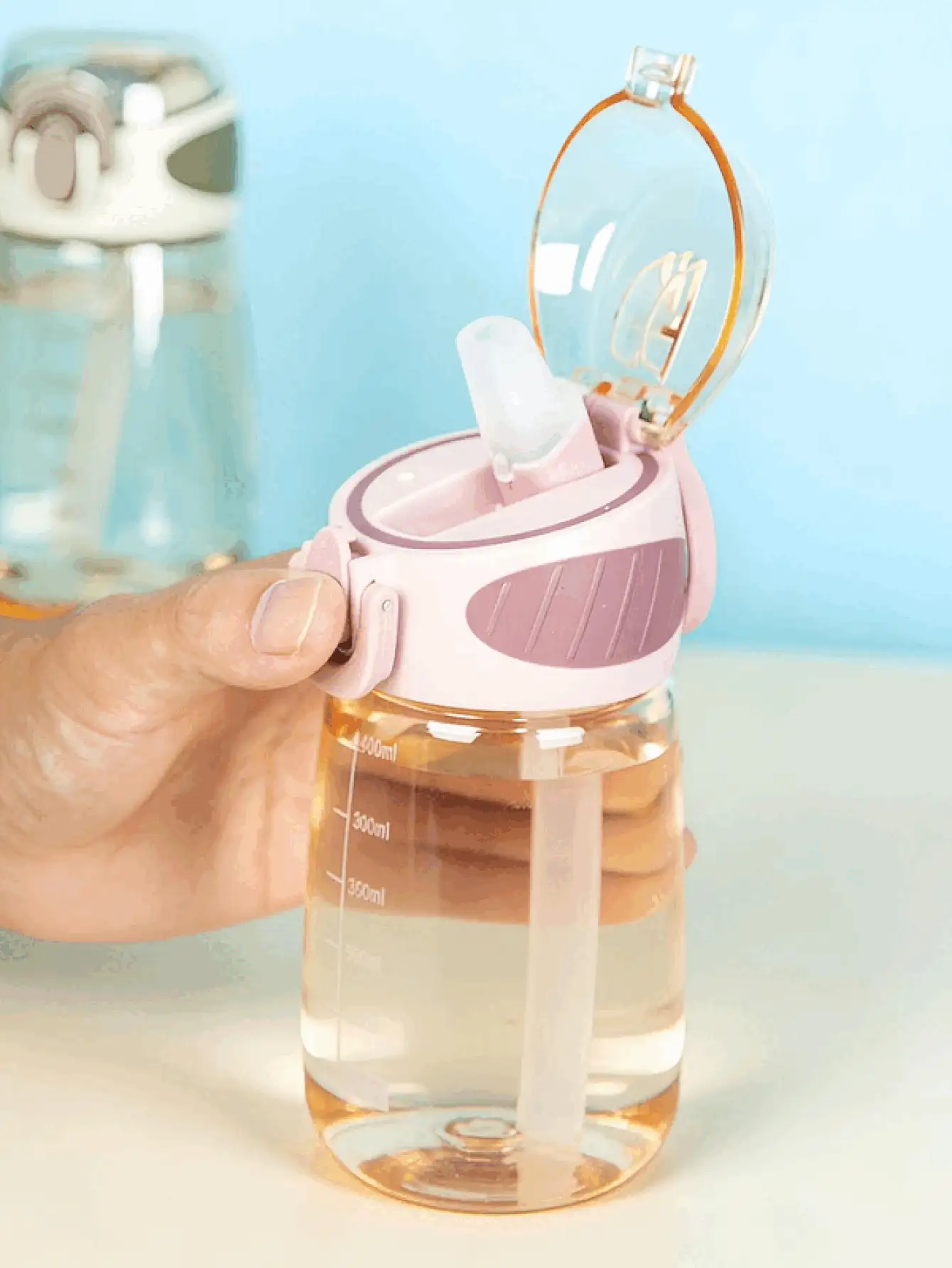 Tasse ronde étanche sans PVC, petite, avec anse. Tasse à paille d'été, récipient en plastique portable, tasse à bubble tea mignonne. Convient pour l'extérieur, les voyages, la randonnée, le camping, l'école, le travail, la maison. Unisexe, cadeau parfait - Multicolore - Voir 11