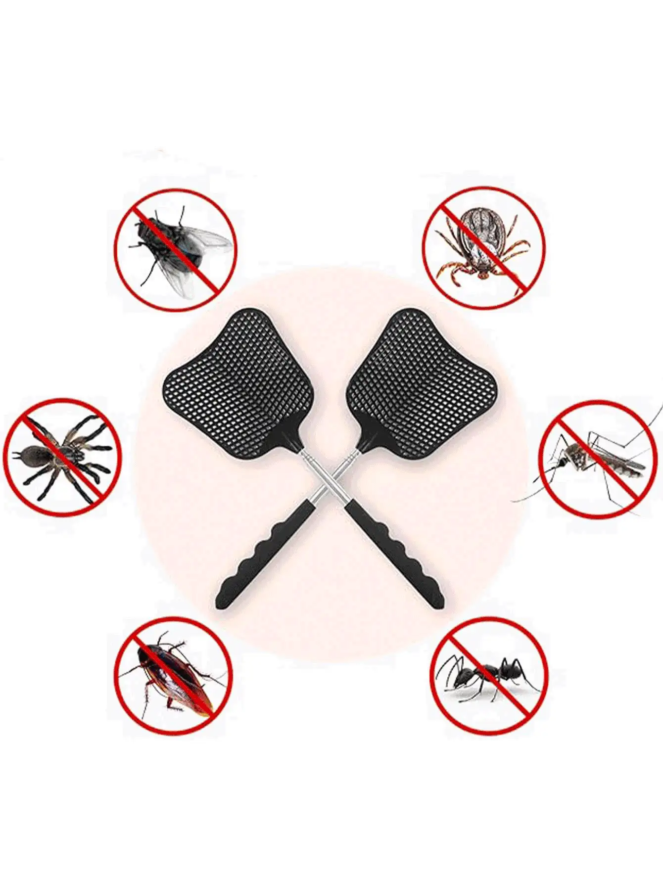 Elektrischer ausziehbarer Mückenkiller, robuster Kunststoff-Elektromotor-Mückenvernichter, manuelles Insektenbekämpfungswerkzeug für Zuhause, Büro, Wohnheim, Camping, Wandern, versenkte Griffgestaltung für einfaches Greifen, Insektenbekämpfungs- und Abwehrartikel, Küchenutensilien, Badaccessoires, Reisebedarf - Einheitsgröße - Übersicht 3