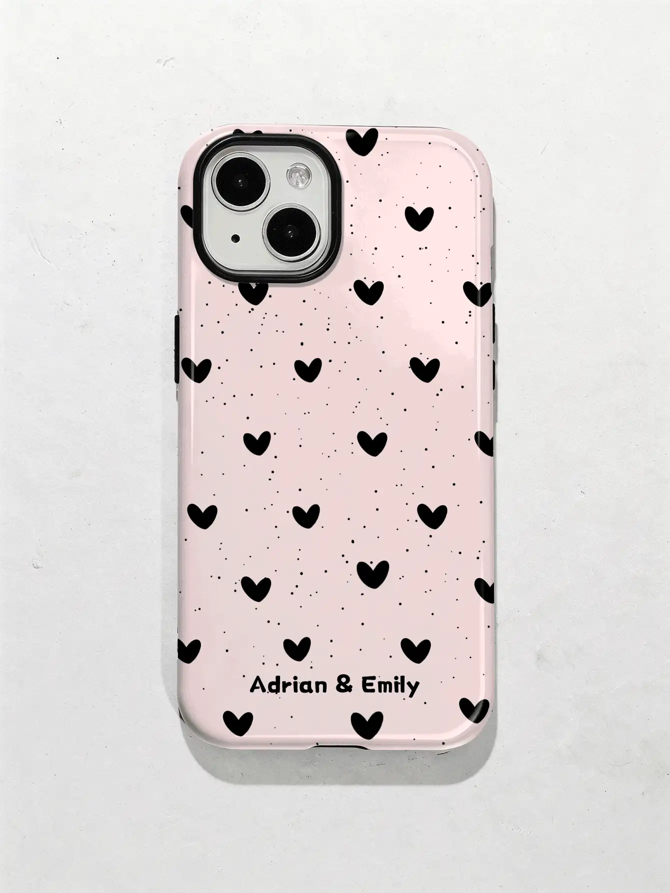 Customized Unique Splatter Heart Pattern Phone Case, Personalized Signature, Glossy Acrylic Hard Shell Protective Cover For IPhone 11/12/13/14/15/16/17 Pro Max - Multicolor - View 2