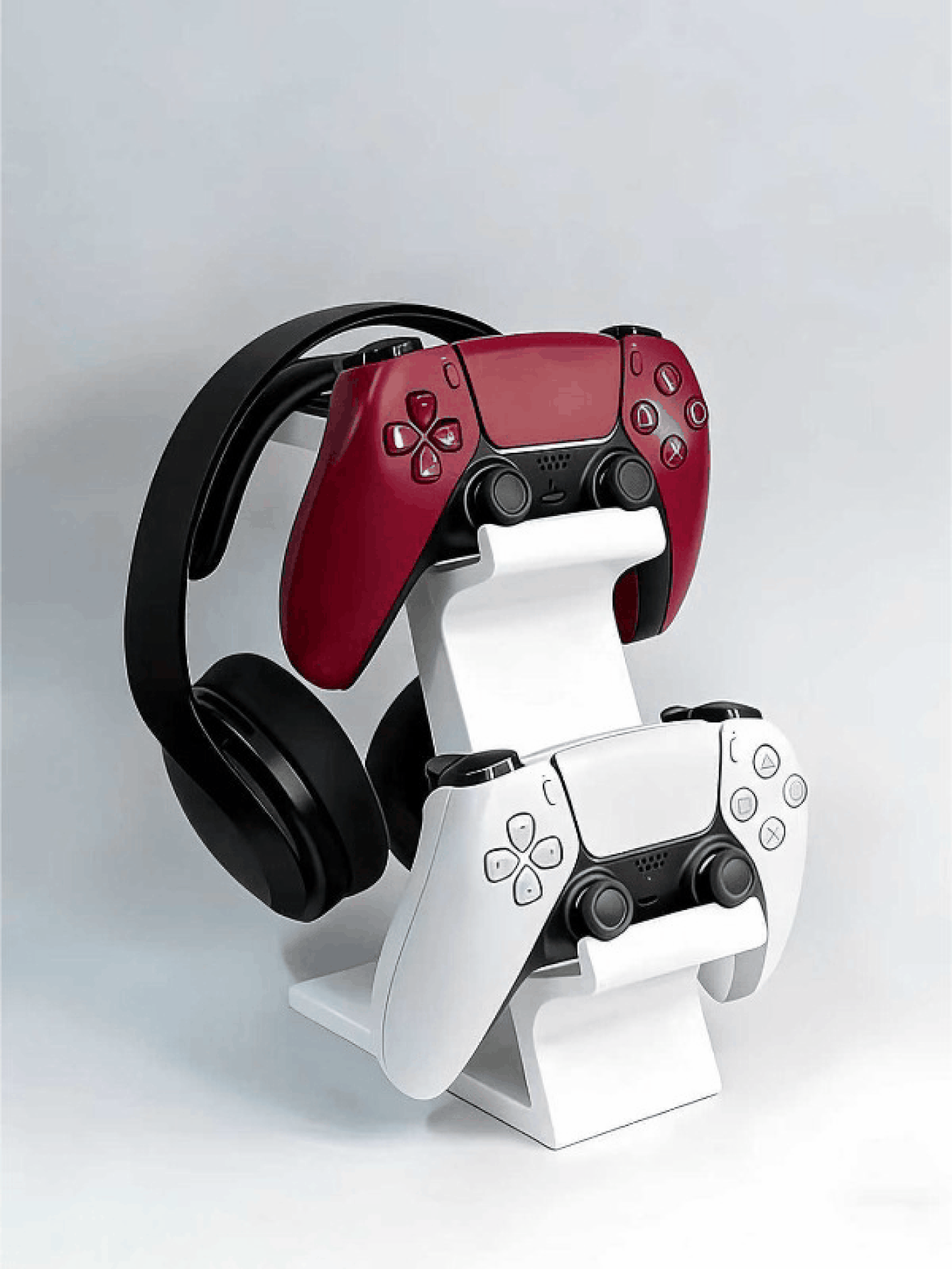 Universal 3‑In‑1 Game Controller & Headphone Stand, Desktop Organizer Holds 2 Gamepads & 1 Headphone, Space‑Saving Durable Gaming Storage Rack For Gamers, Home & Workspace Desk Accessories - Multicolor - View 2