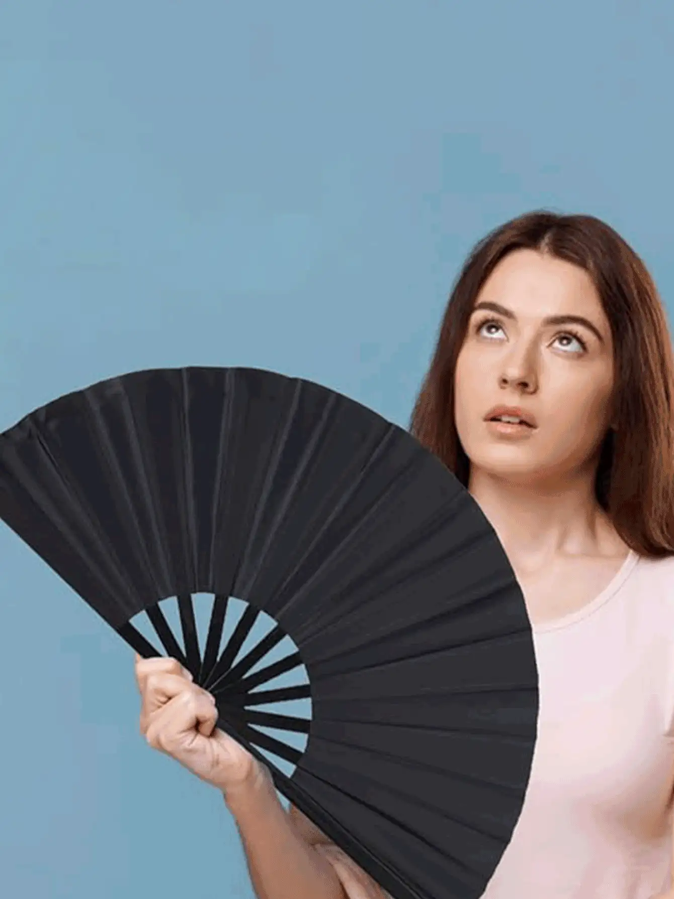 Evantai pliabil din plastic cu două fețe, mini evantai pliabil portabil, design clasic potrivit pentru Tai Chi, dans, răcorire de vară, călătorii pe plajă, ușor și compact, potrivit pentru decor, Ziua Îndrăgostiților, esențial pentru călătorii - ventilator - Vizualizare 3