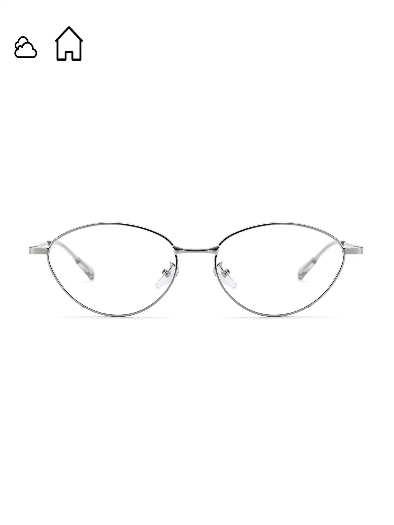 Color Changing Sunglasses, Retro Cat Eye Frame, Metal Fashion Glasses, Transparent Lens Turning To Light Gray, Decoration For Outdoor Travel Beach Holiday Casual Wear, Summer UV Protection Sunglasses For Men And Women, Computer/Gaming/TV/Phone Glasses, Anti-Blue Light Glasses, Fashionable Flat Glasses Frame - Silver - View 2