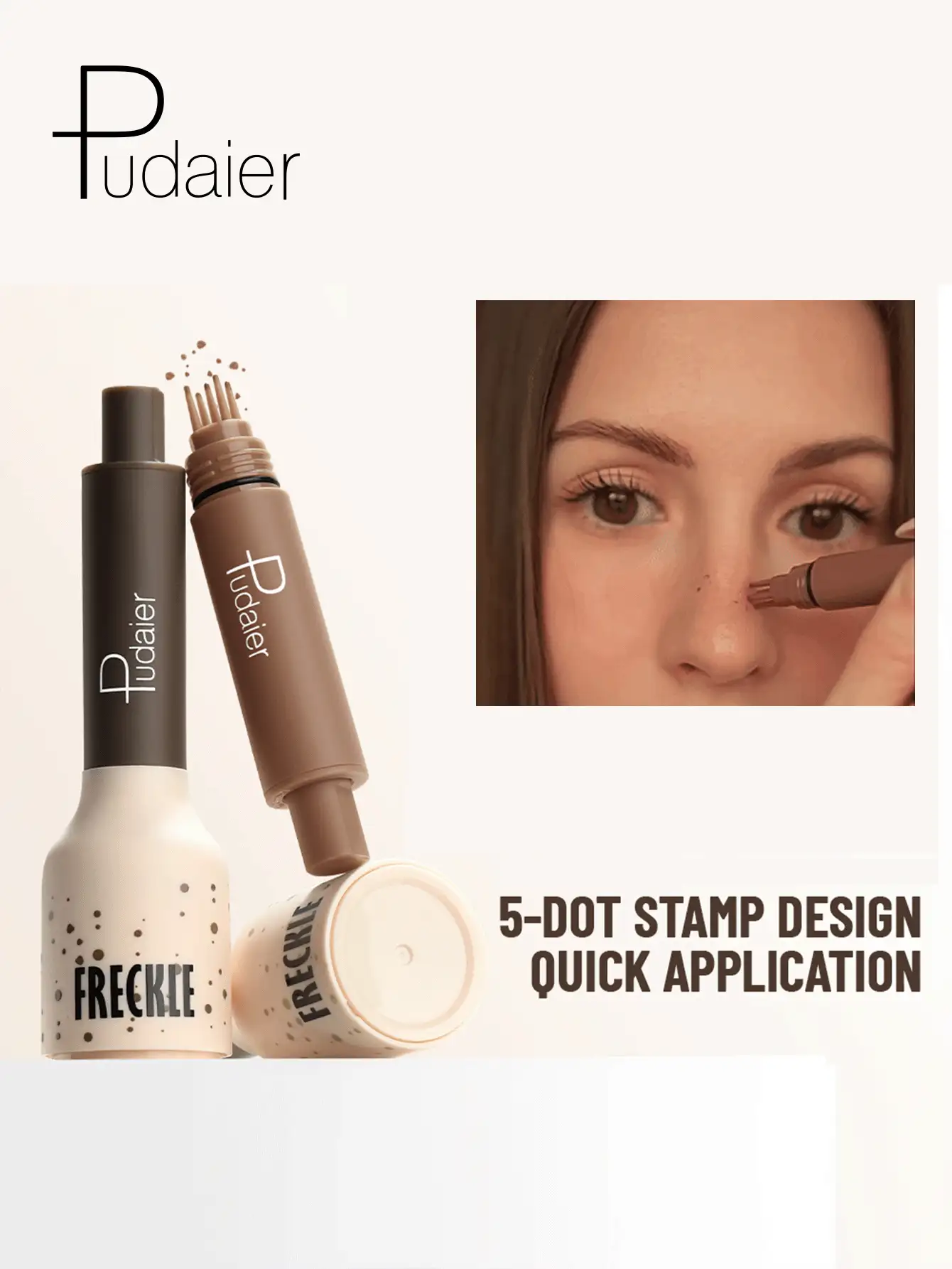 Pudaier Bút tạo tàn nhang tự nhiên - Chống thấm nước, chống mồ hôi, độ che phủ nhẹ, tạo hiệu ứng khuôn mặt tự nhiên như không trang điểm, trang điểm tông nude. - #02 - Xem 2