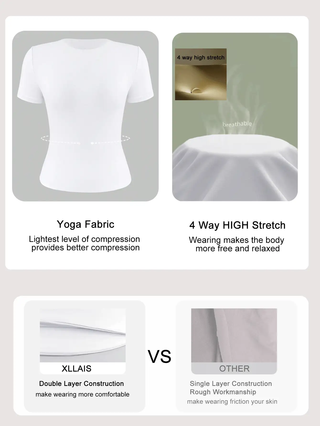 XLLAIS Áo thun nữ cổ tròn tay ngắn màu trắng trơn, kiểu dáng cơ bản, ôm sát, phong cách thể thao thường ngày, mẫu năm 2025, thích hợp cho mùa hè. - trắng - Xem 7