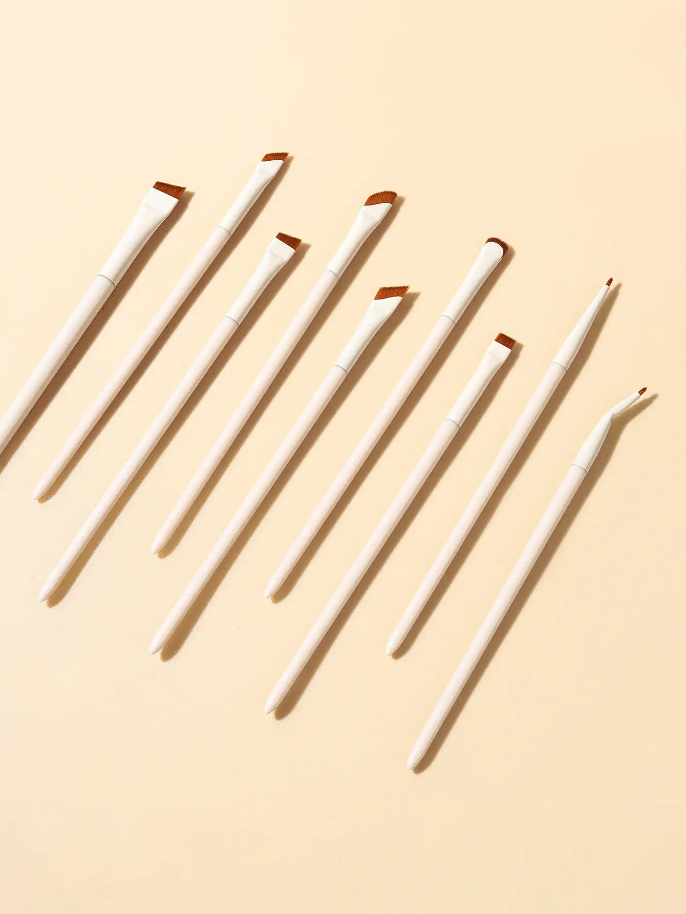 Bộ cọ kẻ lông mày chuyên nghiệp 1/3/7/9 món, cọ kẻ mắt hình lưỡi liềm màu trắng, cọ lông nylon, cọ trang điểm góc cạnh, cọ trang điểm góc cạnh chính xác, dụng cụ trang điểm dành cho nữ, bộ cọ trang điểm - Nhiều màu - Xem 3