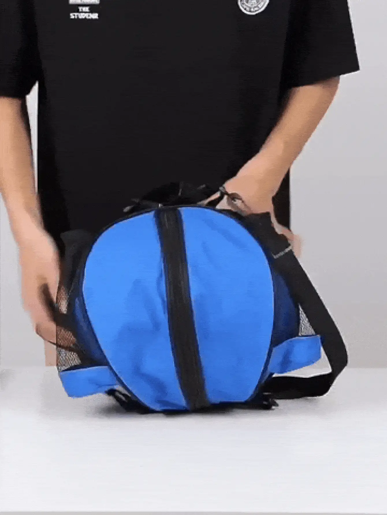 Tas Basket Portabel, Tas Penyimpanan Bola Multifungsi, Tas Olahraga dengan 2 Kantong Jala Samping untuk Botol Air dan Handuk, Tali Bahu yang Dapat Diatur untuk Ukuran 7/6/5, Tas Genggam atau Ransel untuk Menyimpan Perlengkapan Basket - MultiWarna - View 3