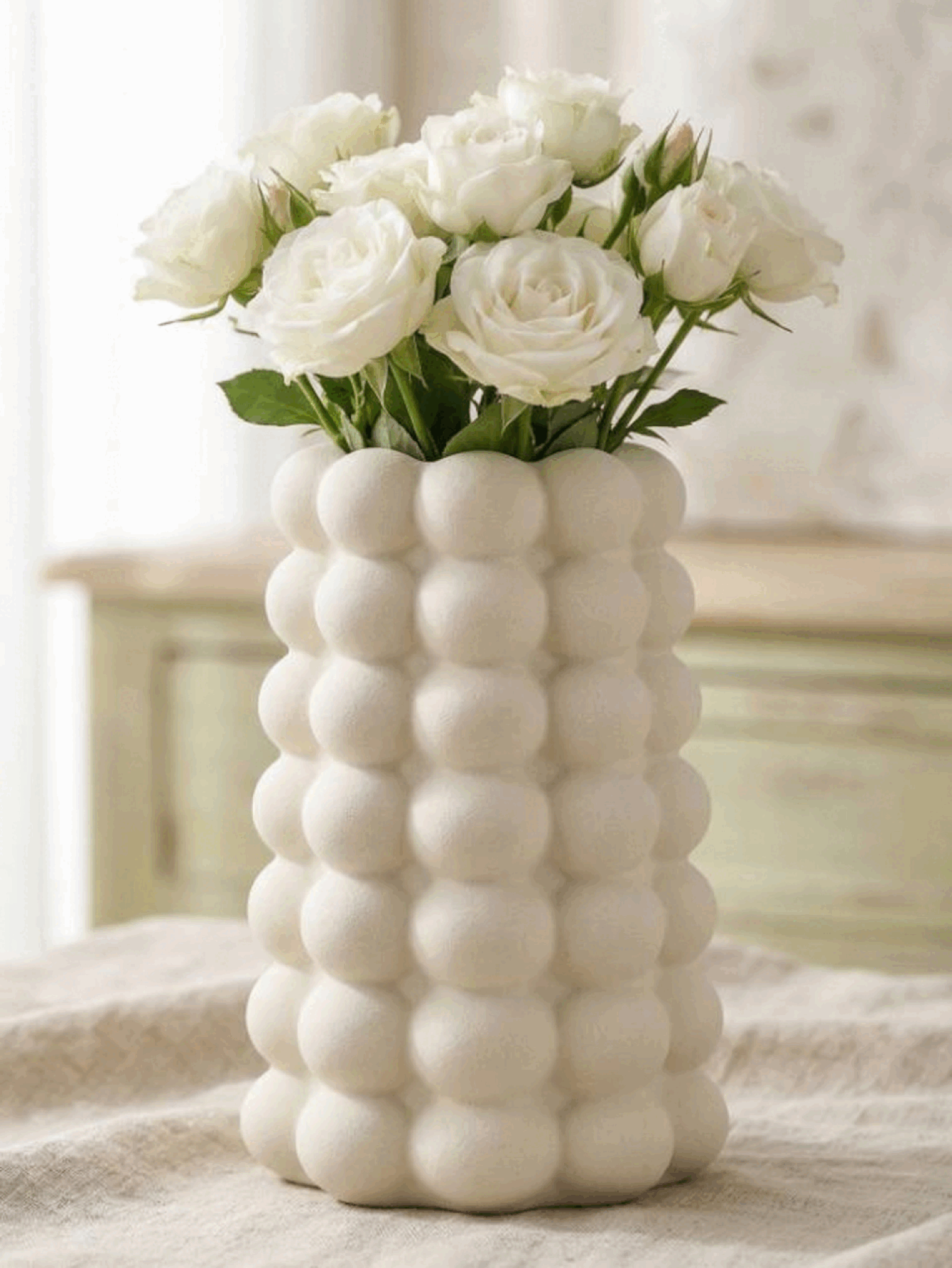 3D Bubble Embossed Anti-Fingerprint Embossed Vase, Elegant Flower Stand Suitable For Professional Men And Women In Office, Minimalist Makeup Brush Holder For Vanity, Makeup Brush Storage, Pen Holder, Centerpiece For Dining Table, Home, Office, Bathroom, Wedding Decor - Multicolor - View 2