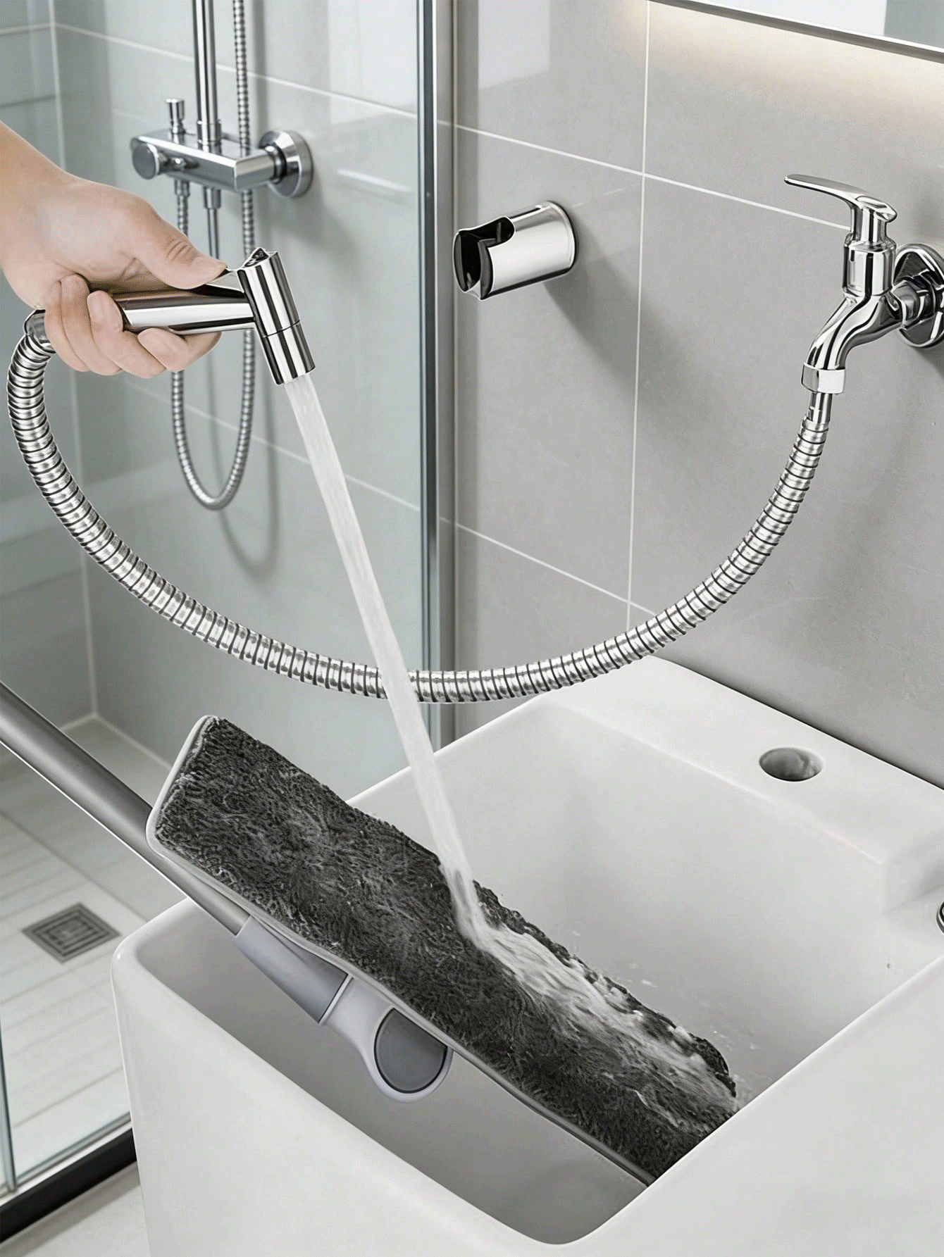 不锈钢高压淋浴喷头套装，带手持花洒和浴缸连接器 - 浴室配件，提升清洁度和舒适度，多功能高压淋浴喷头，壁挂式淋浴喷头，单头设计，家居装饰，浴室装饰，返校季，送给女性、女士、母亲的完美礼物，适用于女孩房、浴室、厨房、花园、宿舍，浴室配件，浴室必备品 - A - 查看 2