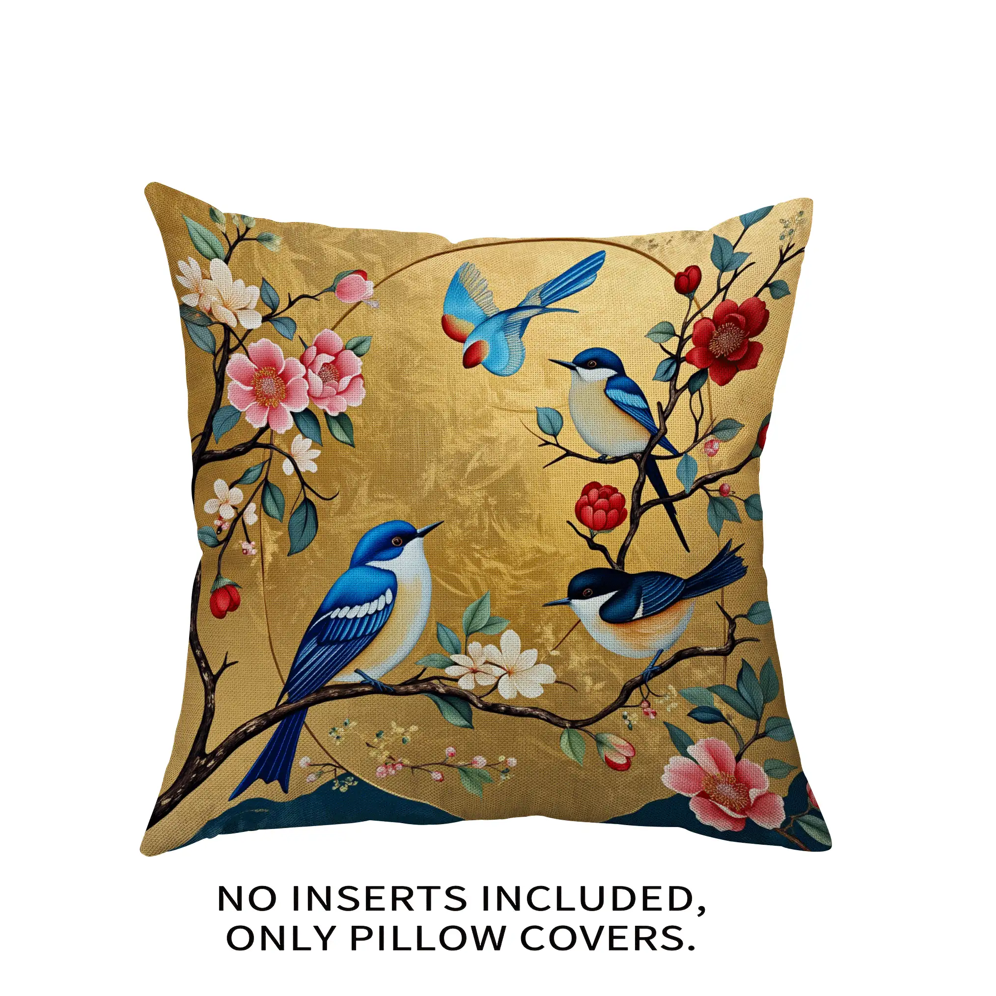 1 Stück/4 Stücke Europäischer Vintage Blumen- und Vogel-Muster Kissenbezug, einseitiger Muster, 40*40cm, 45*45cm, 50*50cm, geeignet für Sofa, Wohnzimmer Dekoration, täglicher Gebrauch - Verschiedenfarbig - Übersicht 5